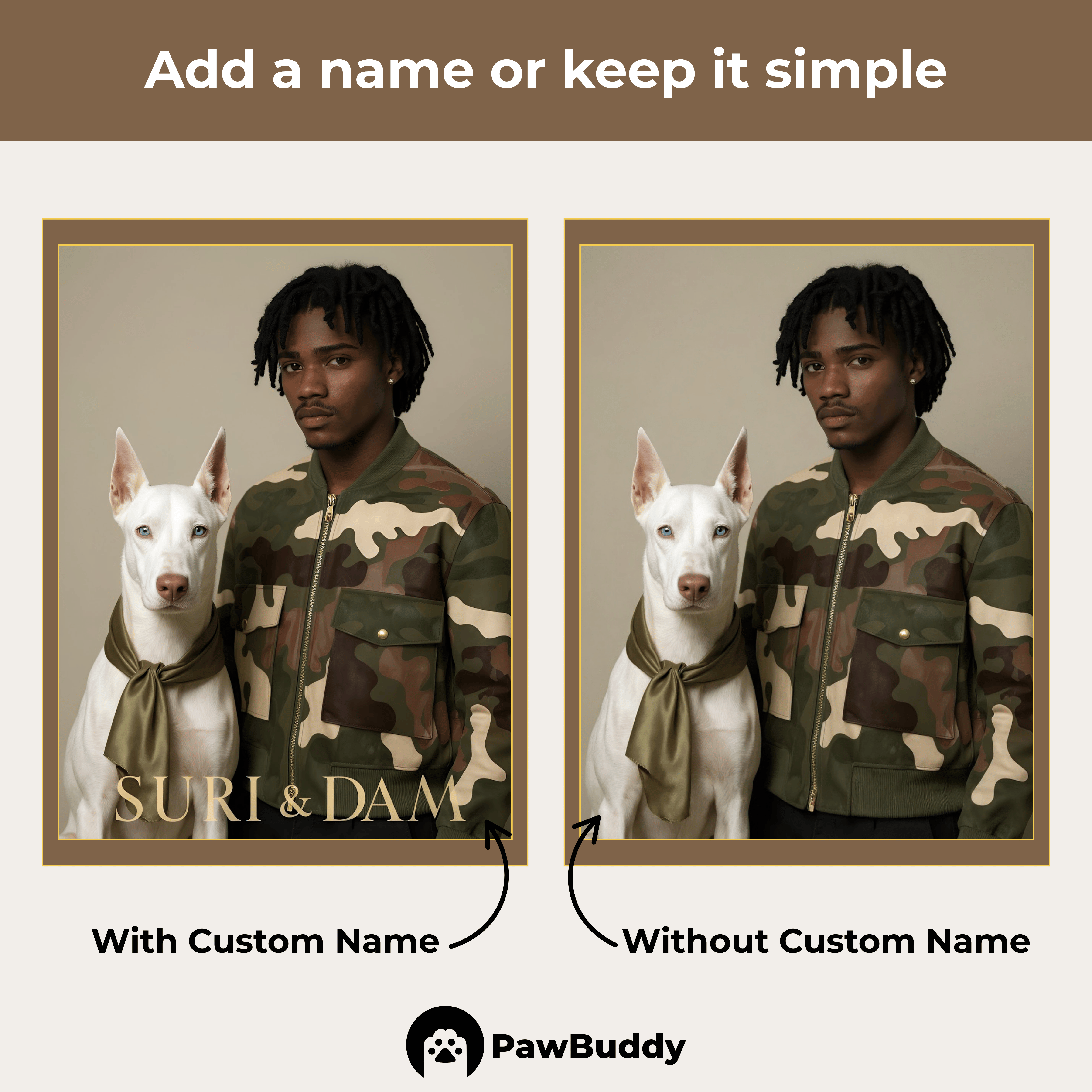 Custom Human & Pet Portrait Urban Camouflage Digital Artwork- Personalized High Resolution Artwork for Pet Lovers, Perfect for Online Sharing or as a Unique Fashion Inspired Keepsake