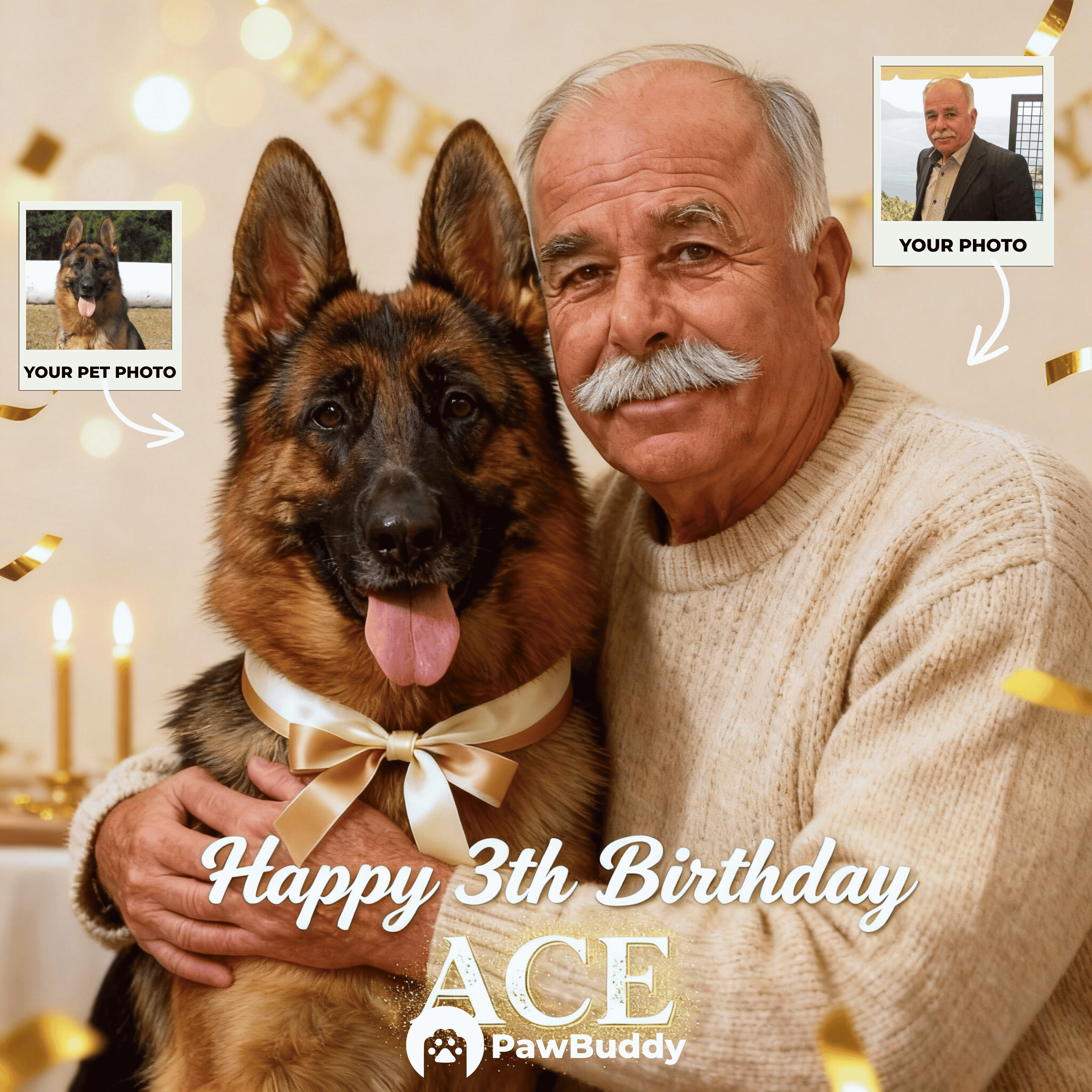 Custom Human & Pet Portrait Birthday Multi Theme Bundle Digital Artwork - Personalized High Resolution Artwork for Pet Lovers, Perfect for Online Sharing or as a Unique Birthday Keepsake