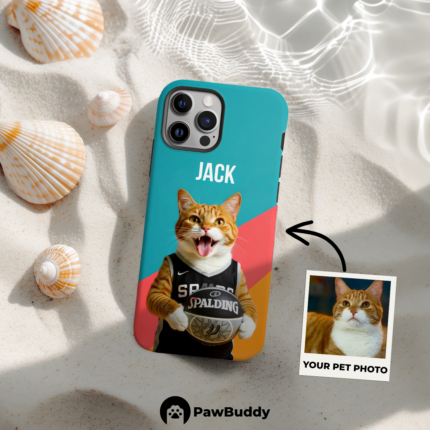 Custom Pet Phone Case for iPhone 11–17, Personalized Retro Teal Champion Basketball Portrait Design, Dual-Layer Shockproof PC+TPU Protective Cover with Glossy Wraparound Printing, Unique Gift for Pet Lovers