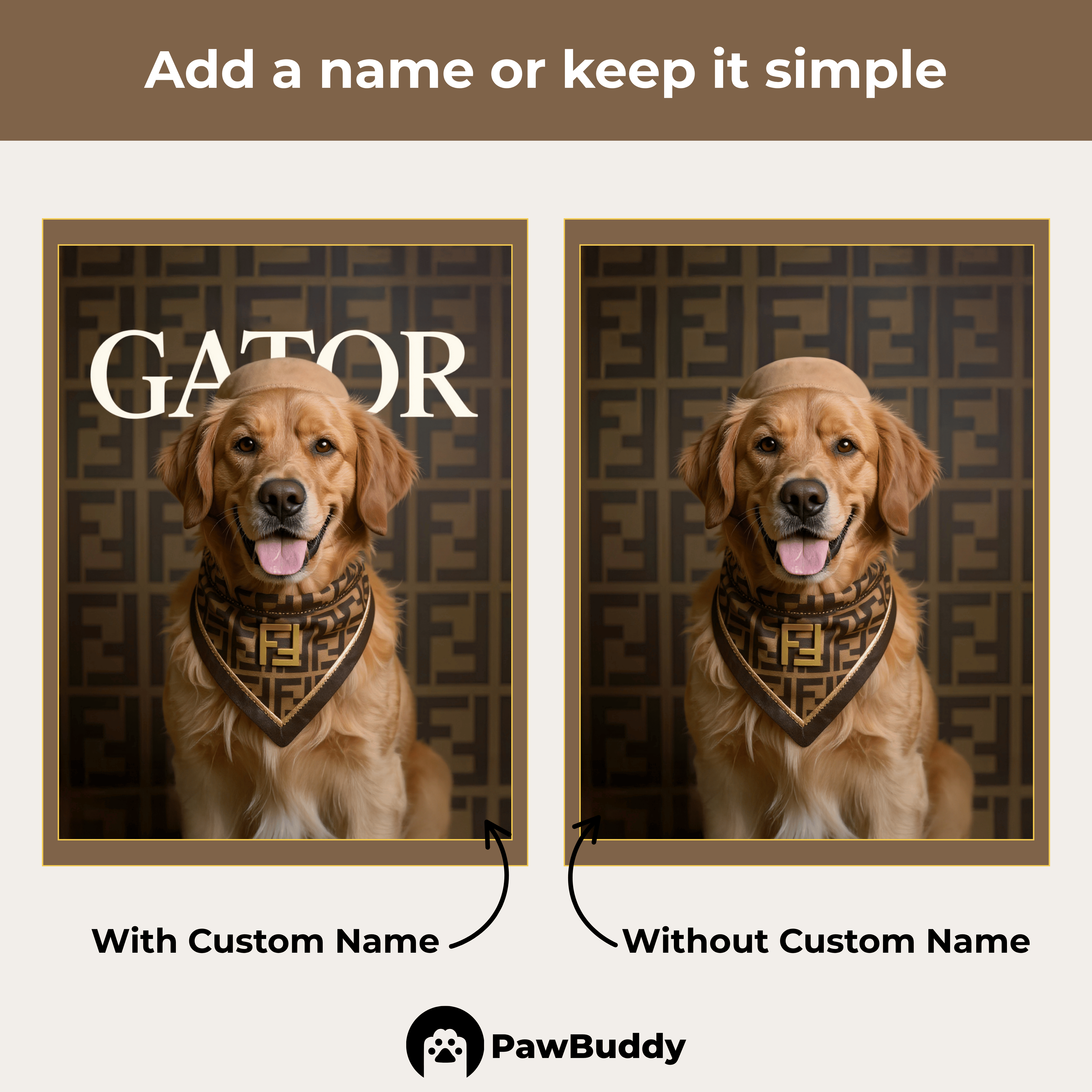 Custom Pet Portrait Monogram Luxe Italian Couture Style Digital Artwork – Personalized High-Resolution Artwork for Pet Lovers, Perfect for Online Sharing or as a Unique Luxury Keepsake