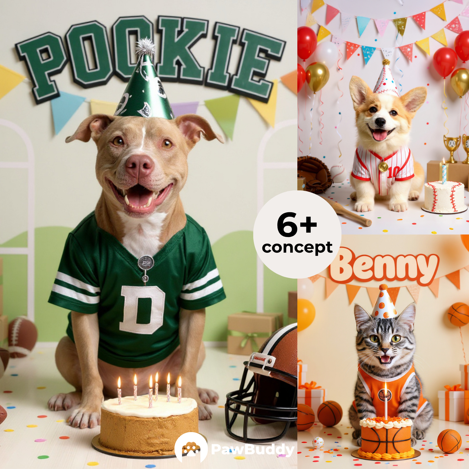 Custom Pet Portrait Sporty Birthday Celebration Digital Artwork - Personalized High-Resolution Artwork for Pet Lovers, Perfect for Online Sharing or as a Unique Sport-Themed Keepsake