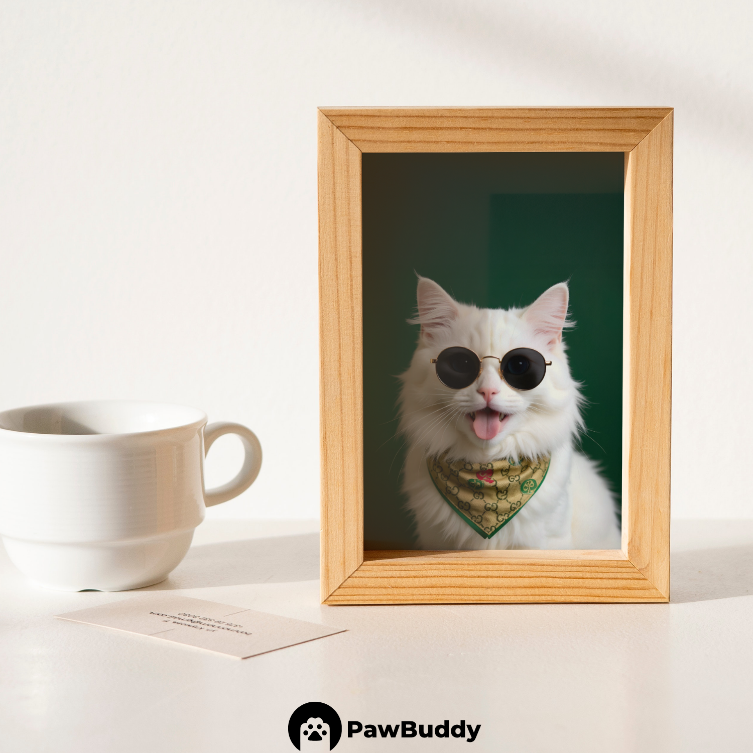 Custom Pet Poster Elegant Green Chic Portrait – Personalized High-Resolution Matte Print for Wall Art, Home Decor, or Unique Gifts for Pet Lovers (Frame Not Included)