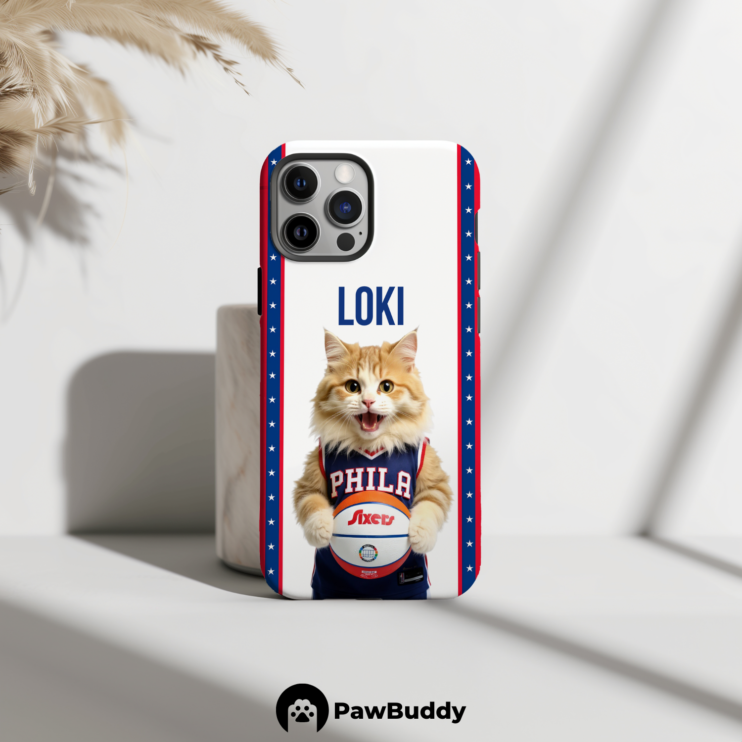 Custom Pet Phone Case for iPhone 11–17, Personalized All-Star Legacy Basketball Portrait Design, Dual-Layer Shockproof PC+TPU Protective Cover with Glossy Wraparound Printing, Unique Gift for Pet Lovers