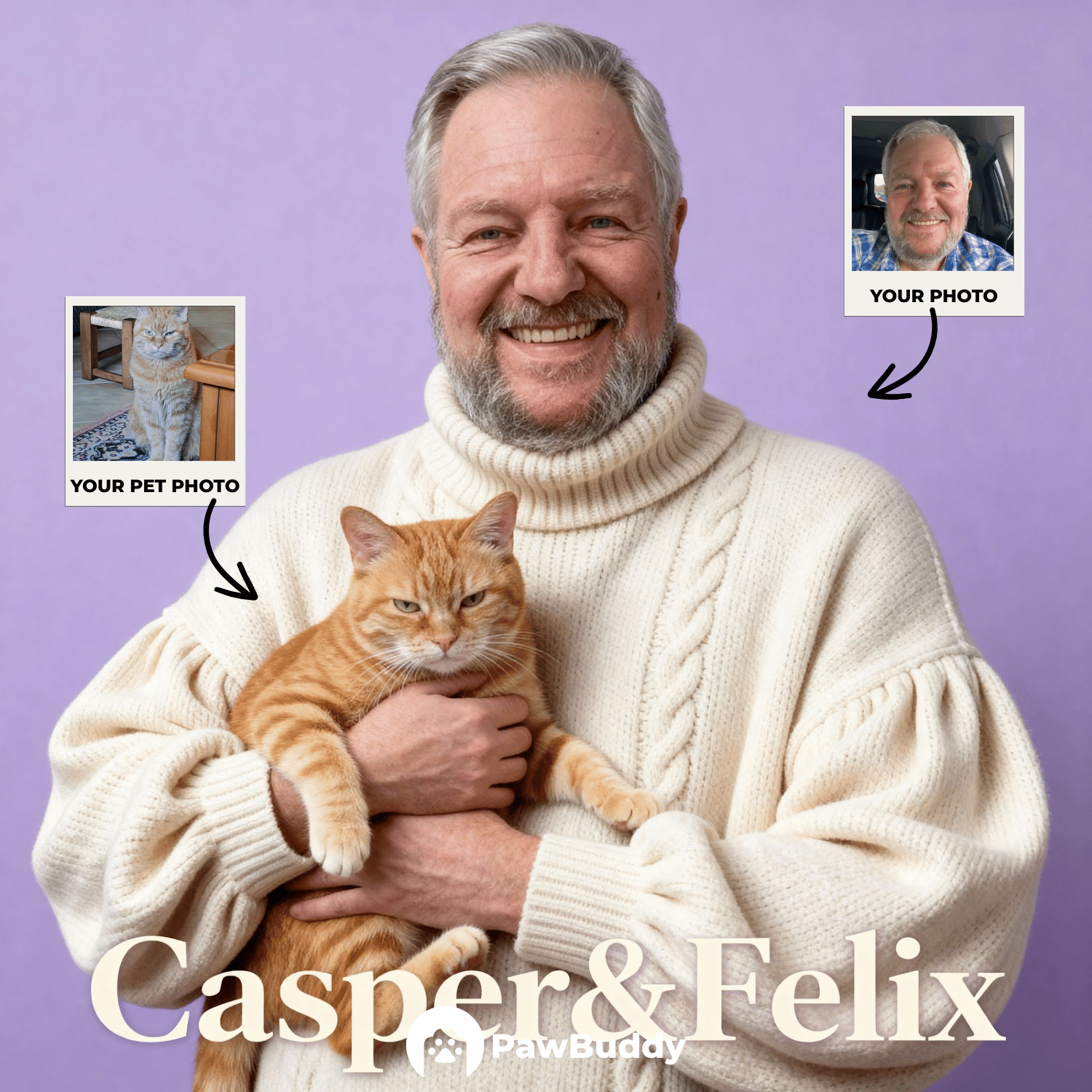 Custom Human & Pet Portrait Lavender Smile Studio Digital Artwork - Personalized High-Resolution Artwork for Pet Lovers, Perfect for Online Sharing or as a Unique Joyful Keepsake