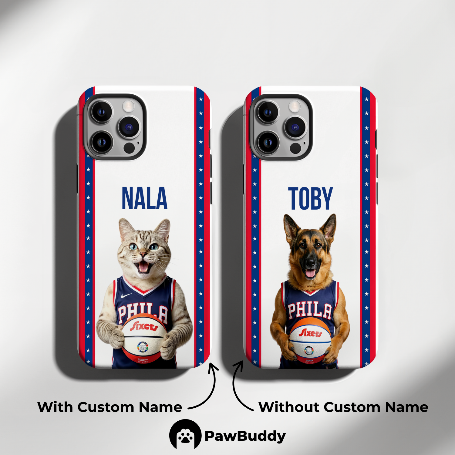 Custom Pet Phone Case for iPhone 11–17, Personalized All-Star Legacy Basketball Portrait Design, Dual-Layer Shockproof PC+TPU Protective Cover with Glossy Wraparound Printing, Unique Gift for Pet Lovers