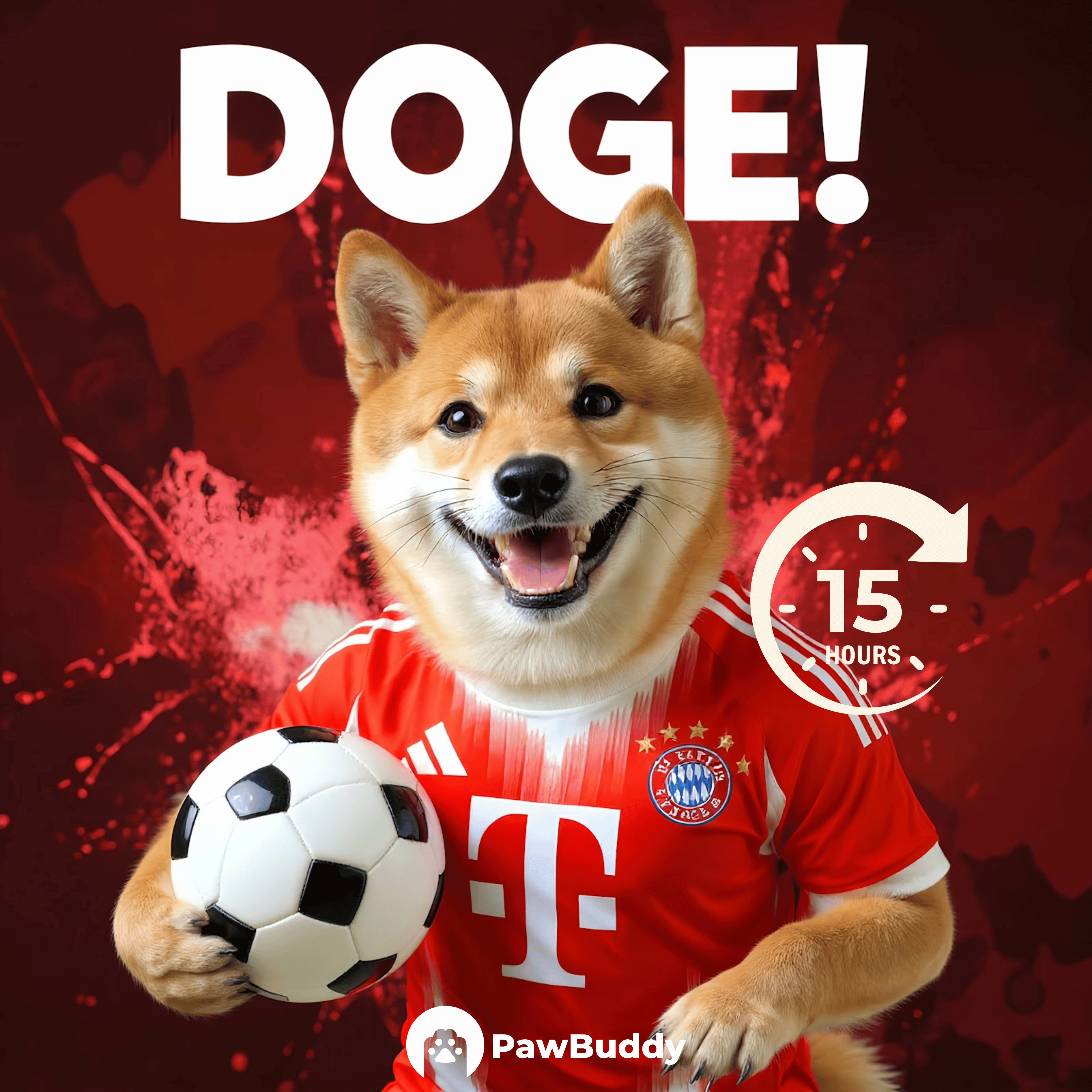 Custom Pet Portrait Scarlet Victory Champion Style Digital Artwork – Personalized High-Resolution Artwork for Pet Lovers, Perfect for Online Sharing or as a Bold Sports-Inspired Keepsake