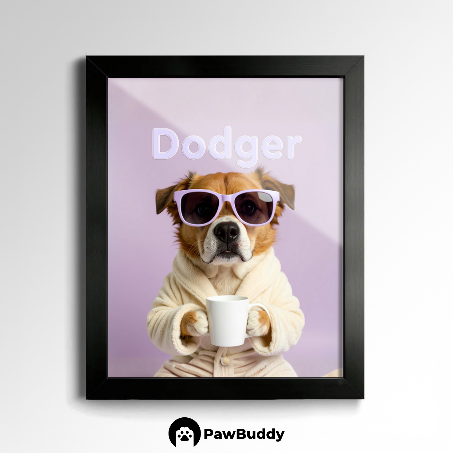Custom Pet Poster Cozy Spa Day Portrait with Lavender Background – Personalized High-Resolution Matte Print for Wall Art, Home Decor, or Unique Gifts for Pet Lovers (Frame Not Included)
