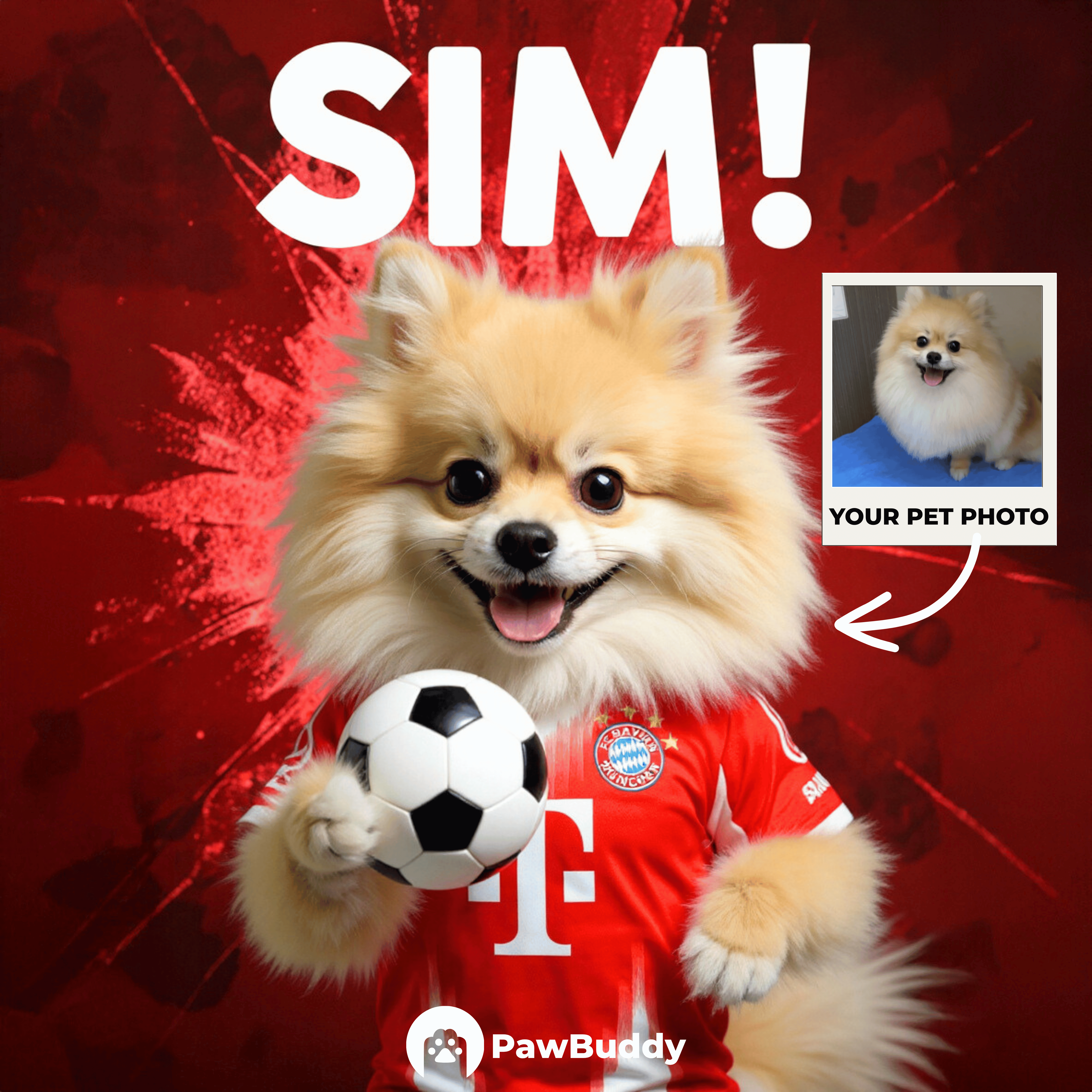 Custom Pet Portrait Scarlet Victory Champion Style Digital Artwork – Personalized High-Resolution Artwork for Pet Lovers, Perfect for Online Sharing or as a Bold Sports-Inspired Keepsake