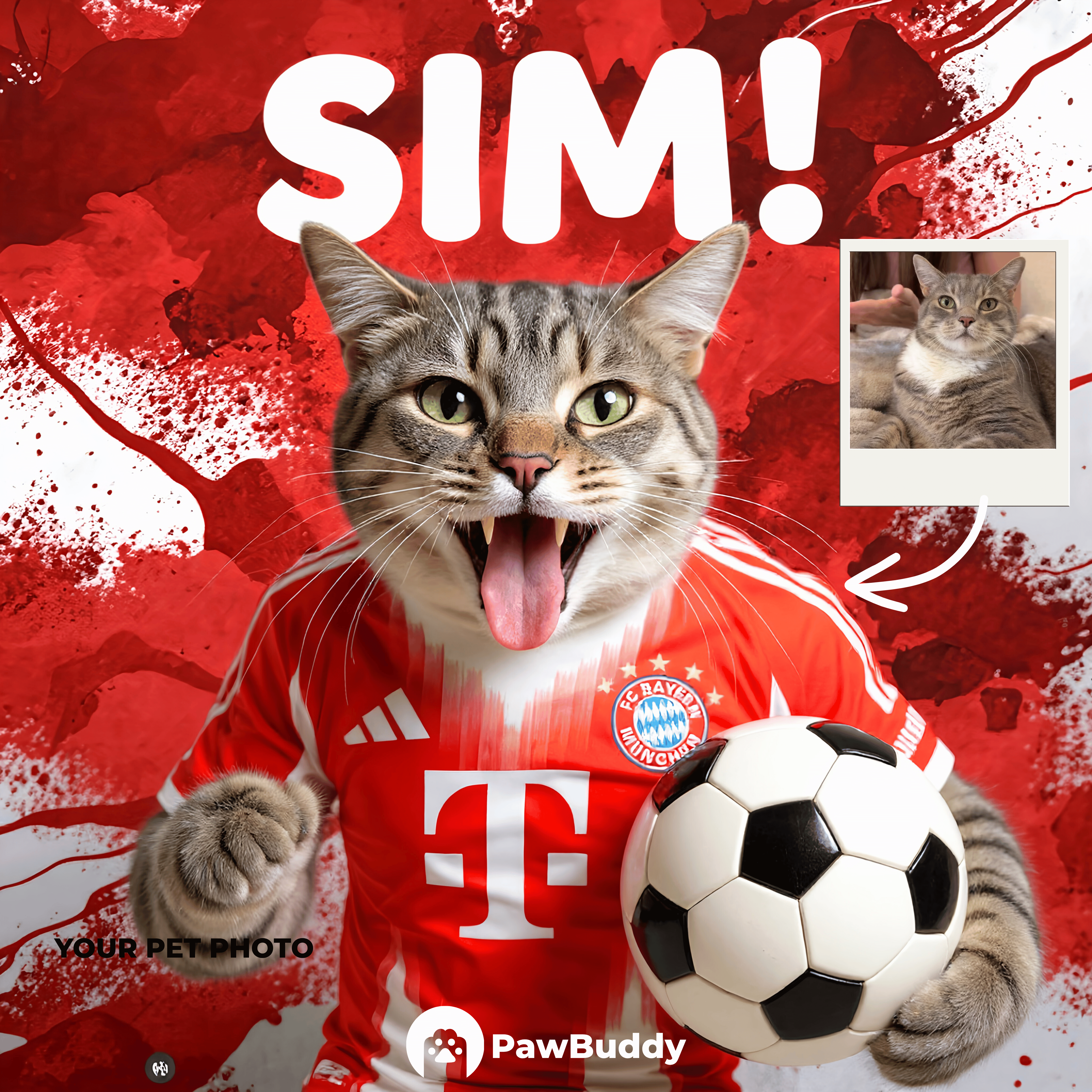 Custom Pet Portrait Scarlet Victory Champion Style Digital Artwork – Personalized High-Resolution Artwork for Pet Lovers, Perfect for Online Sharing or as a Bold Sports-Inspired Keepsake