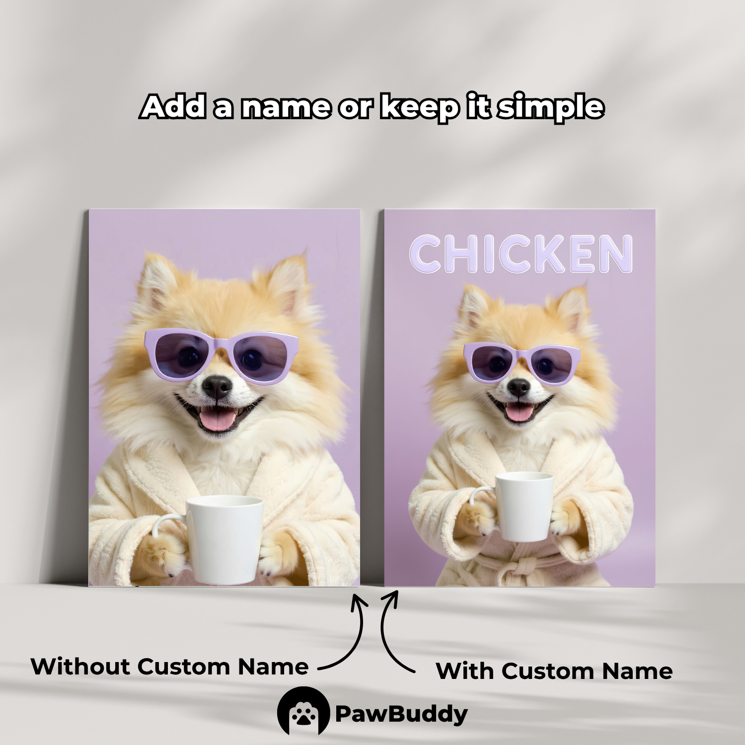 Custom Pet Poster Cozy Spa Day Portrait with Lavender Background – Personalized High-Resolution Matte Print for Wall Art, Home Decor, or Unique Gifts for Pet Lovers (Frame Not Included)