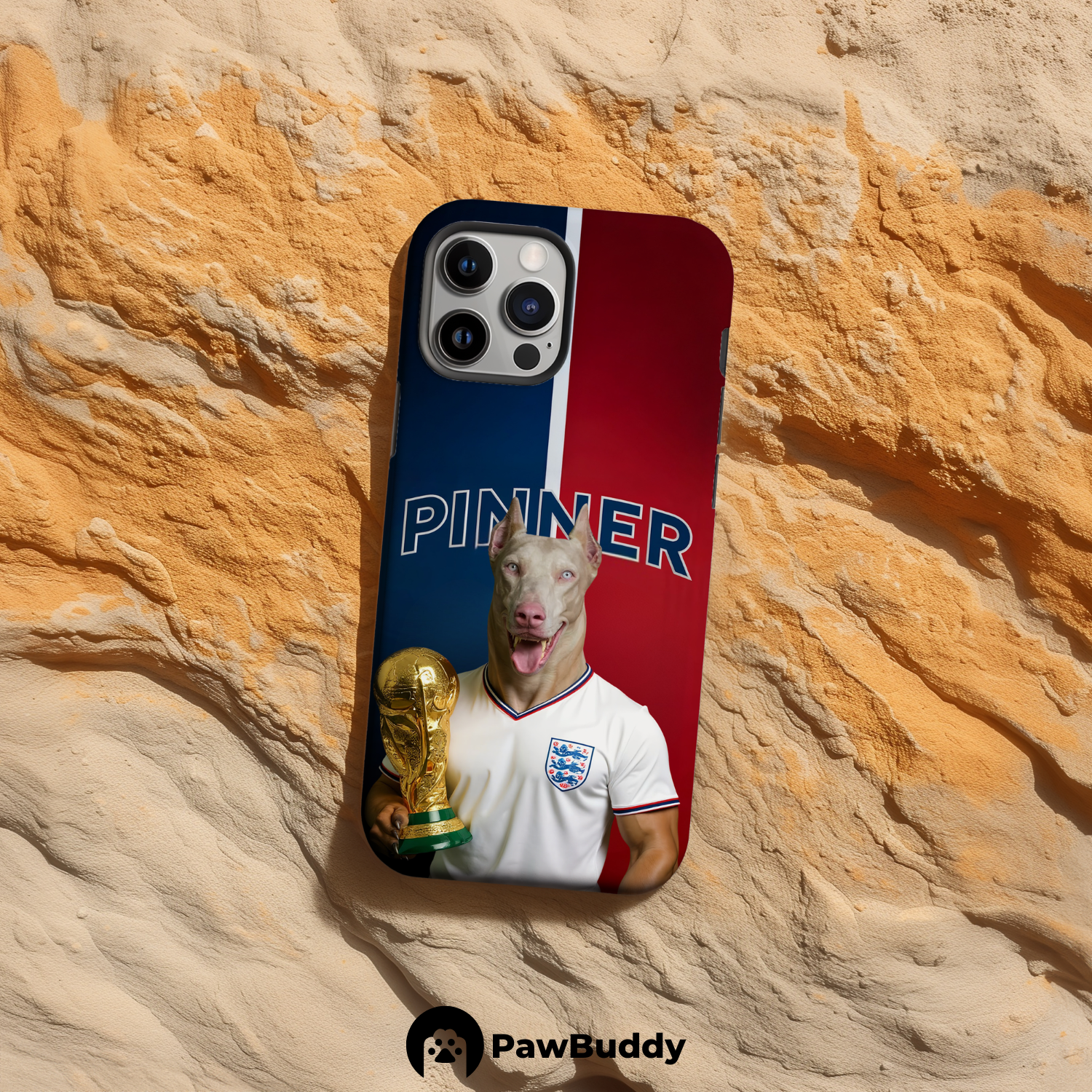 Custom Pet Phone Case for iPhone 11–17, Personalized Victory Glory Soccer Portrait Design, Dual-Layer Shockproof PC+TPU Protective Cover with Glossy Wraparound Printing, Unique Gift for Pet Lovers