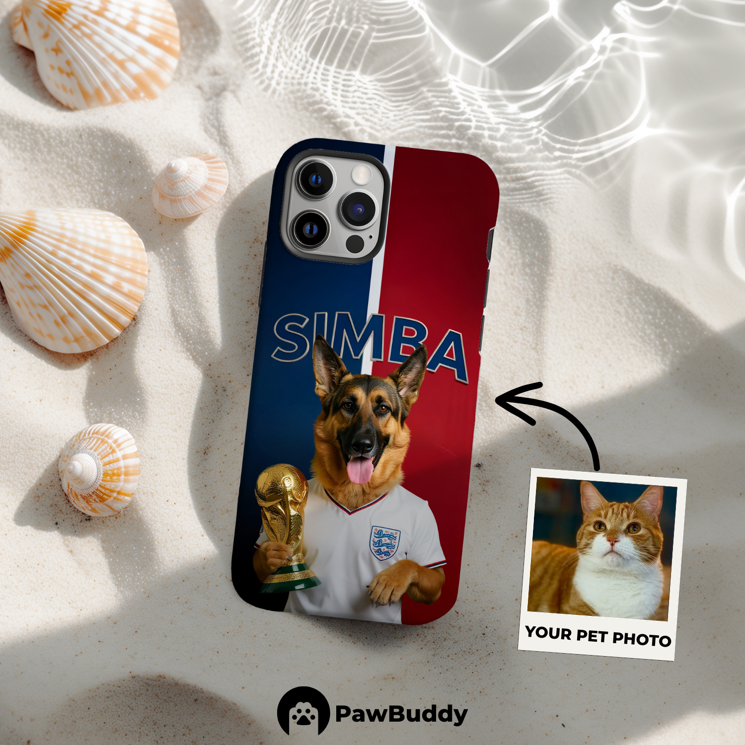 Custom Pet Phone Case for iPhone 11–17, Personalized Victory Glory Soccer Portrait Design, Dual-Layer Shockproof PC+TPU Protective Cover with Glossy Wraparound Printing, Unique Gift for Pet Lovers