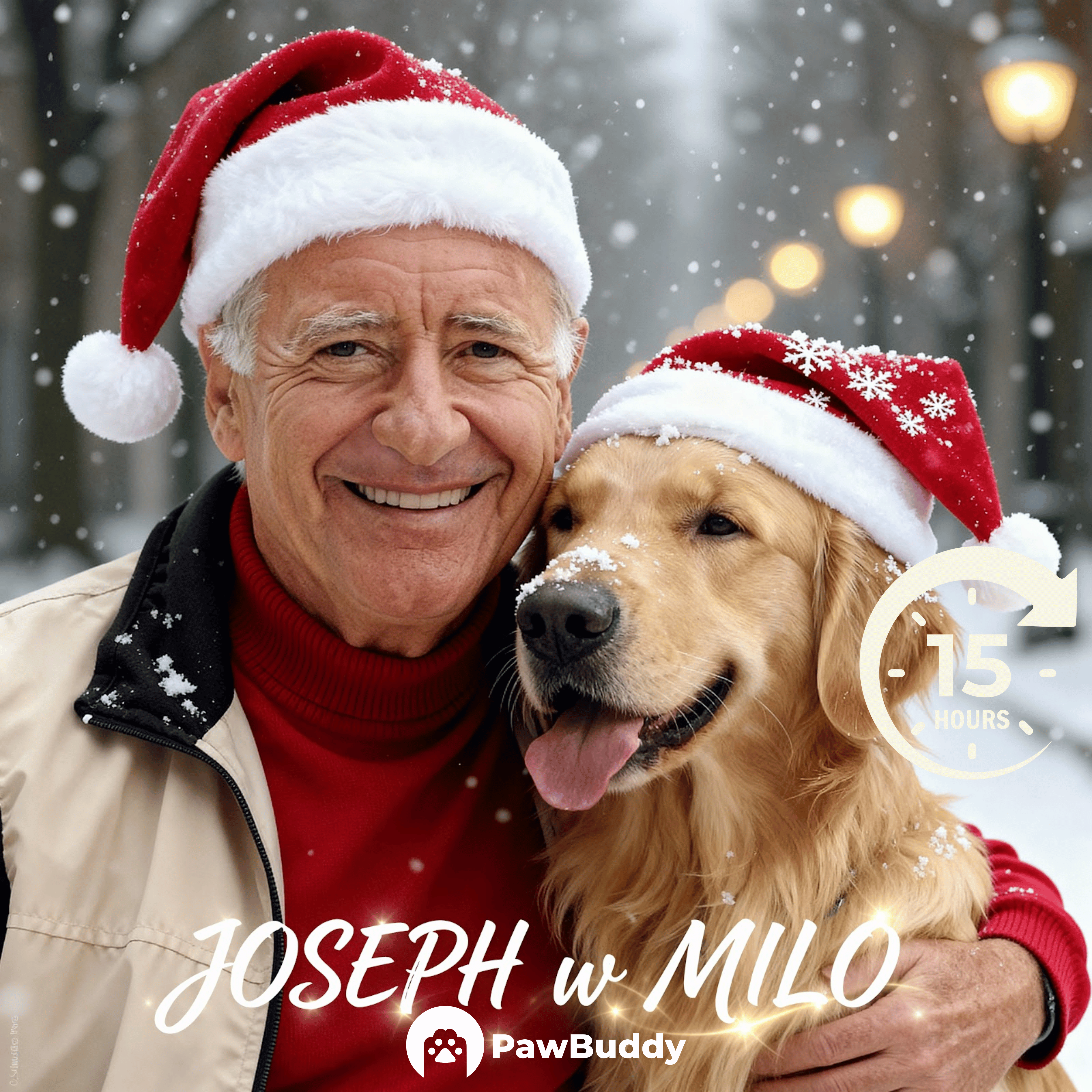 Custom Human & Pet Portrait Merry Christmas Digital Artwork - Personalized High Resolution Artwork for Pet Lovers, Perfect for Online Sharing or as a Heartwarming Holiday Keepsake