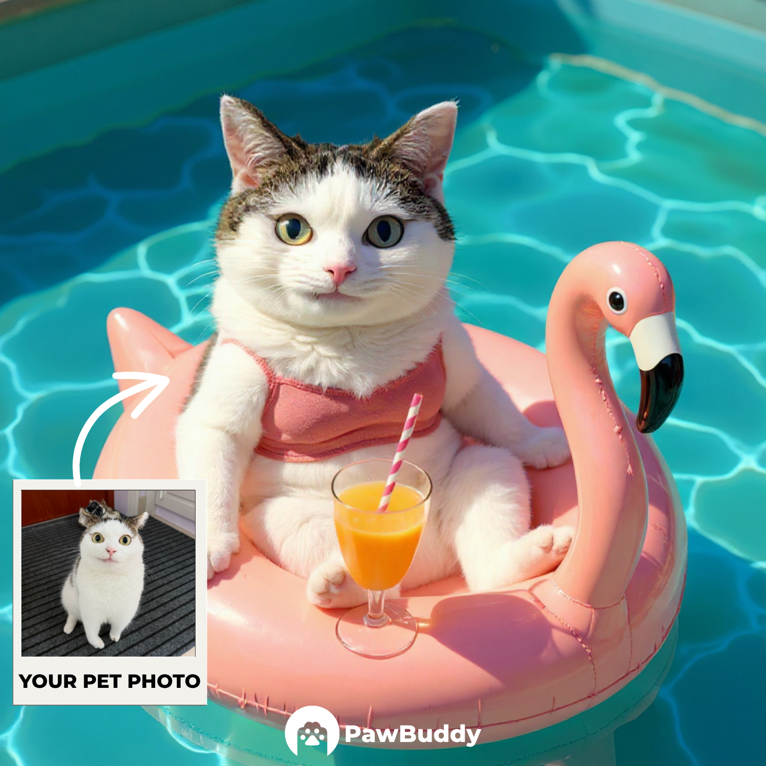 Custom Pet Portrait Summer Splash Pool Style Digital Artwork - Personalized High-Resolution Artwork for Pet Lovers, Perfect for Online Sharing or as a Unique Vacation-Themed Keepsake