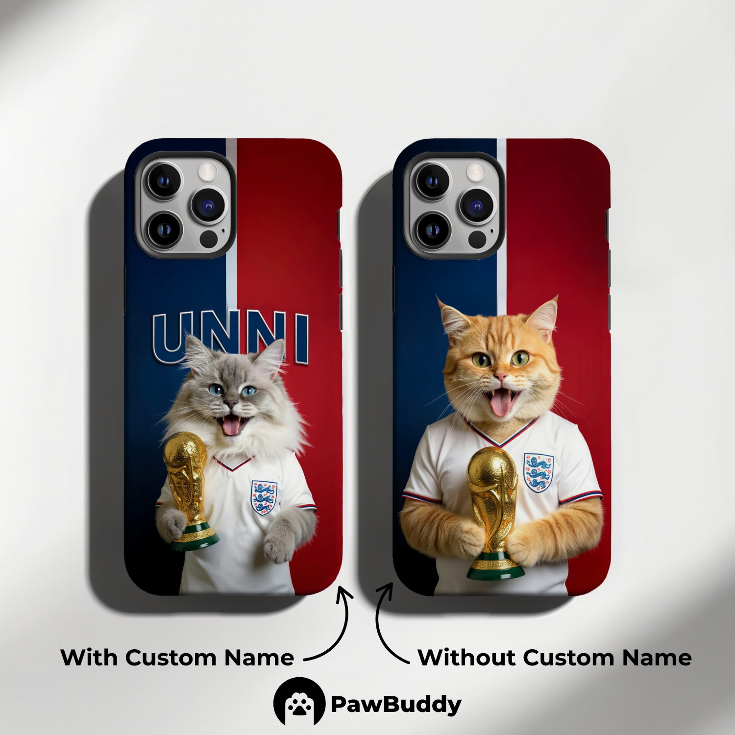 Custom Pet Phone Case for iPhone 11–17, Personalized Victory Glory Soccer Portrait Design, Dual-Layer Shockproof PC+TPU Protective Cover with Glossy Wraparound Printing, Unique Gift for Pet Lovers