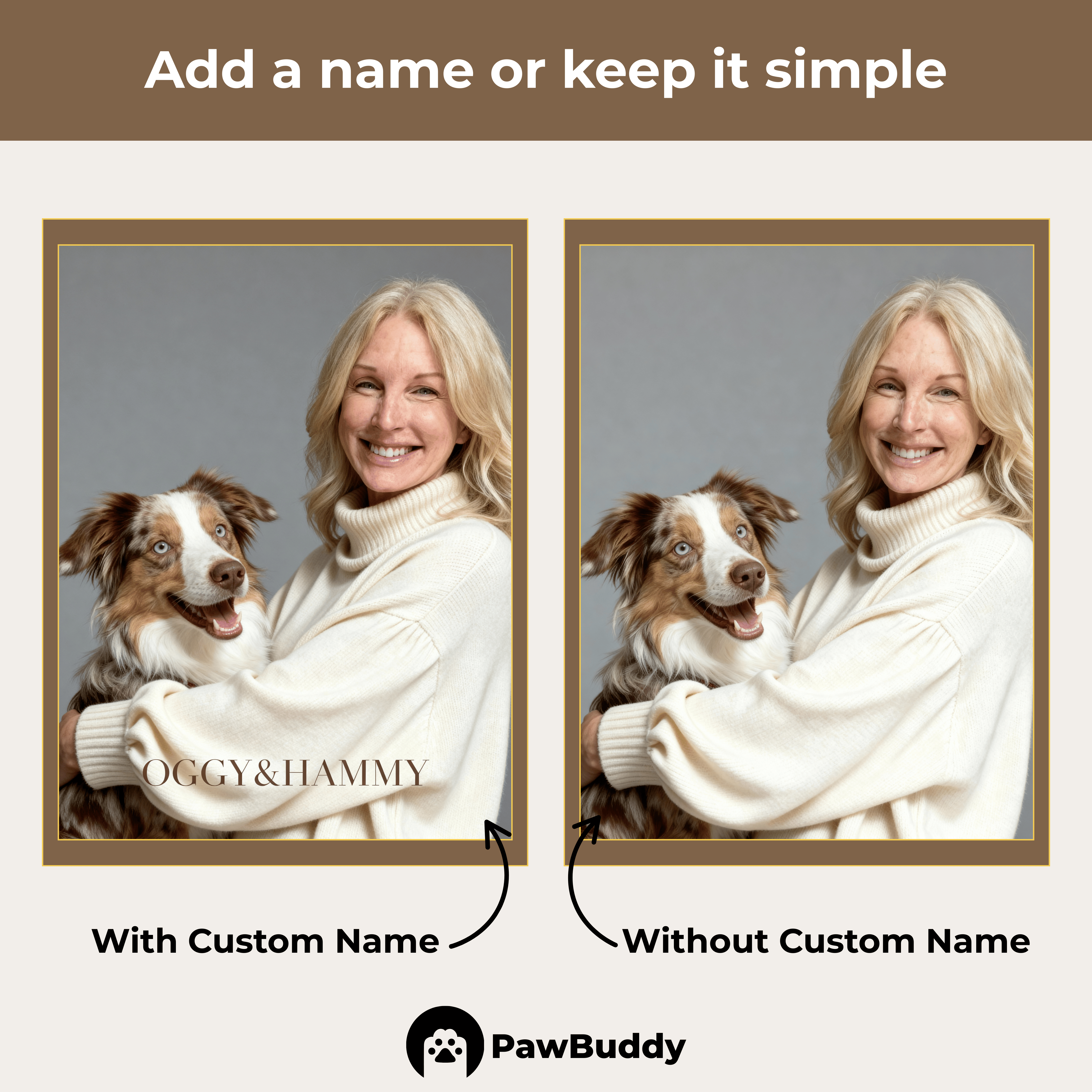 Custom Human & Pet Portrait Classic Grey Studio Digital Artwork - Personalized High-Resolution Artwork for Pet Lovers, Perfect for Online Sharing or as a Unique Timeless Keepsake