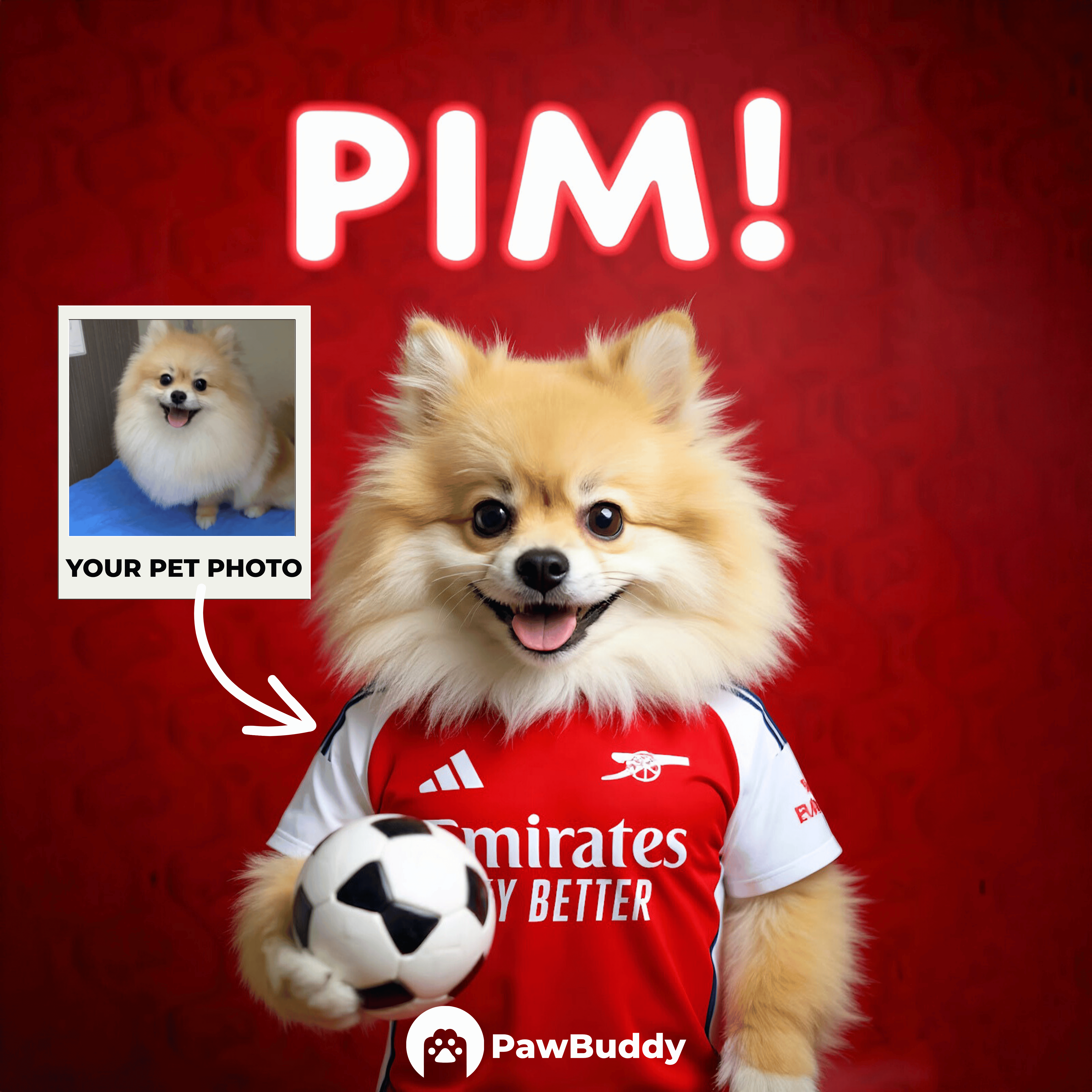 Custom Pet Portrait Crimson Velocity Soccer Style Digital Artwork – Personalized High-Resolution Artwork for Pet Lovers, Perfect for Online Sharing or as a Unique Sports-Themed Keepsake