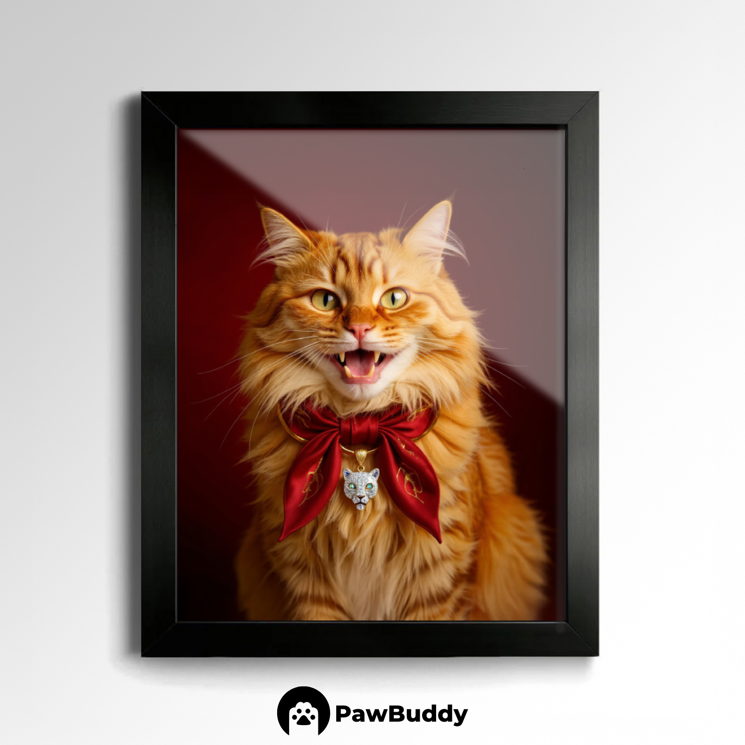 Custom Pet Poster Elegant Scarlet Chic Portrait – Personalized High-Resolution Matte Print for Wall Art, Home Decor, or Unique Gifts for Pet Lovers (Frame Not Included)