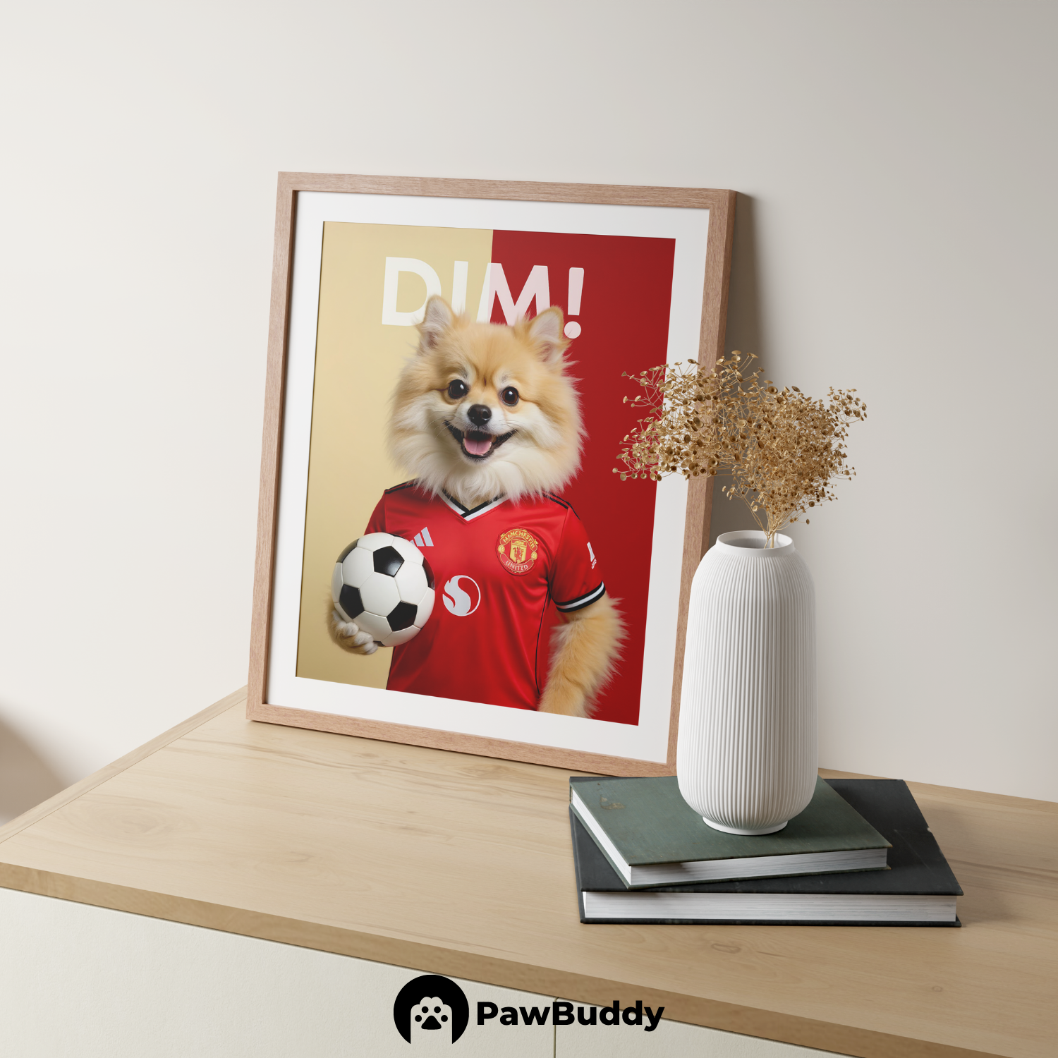 Custom Pet Poster Red Champion Football Portrait – Personalized High-Resolution Matte Print for Wall Art, Home Decor, or Unique Gifts for Pet Lovers (Frame Not Included)