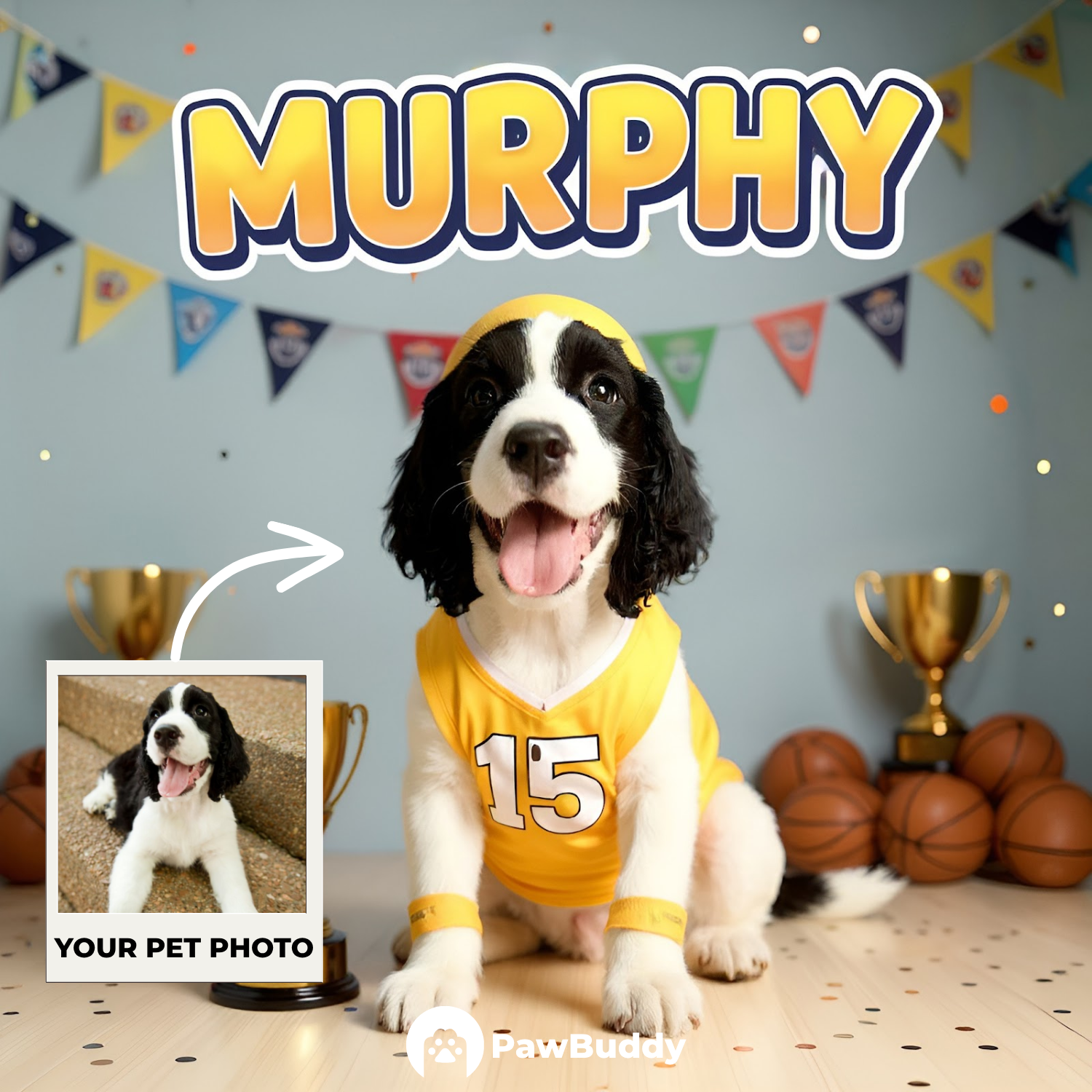 Custom Pet Portrait Basketball MVP Digital Artwork - Personalized High-Resolution Artwork for Pet Lovers, Perfect for Online Sharing or as a Unique Sport-Themed Keepsake