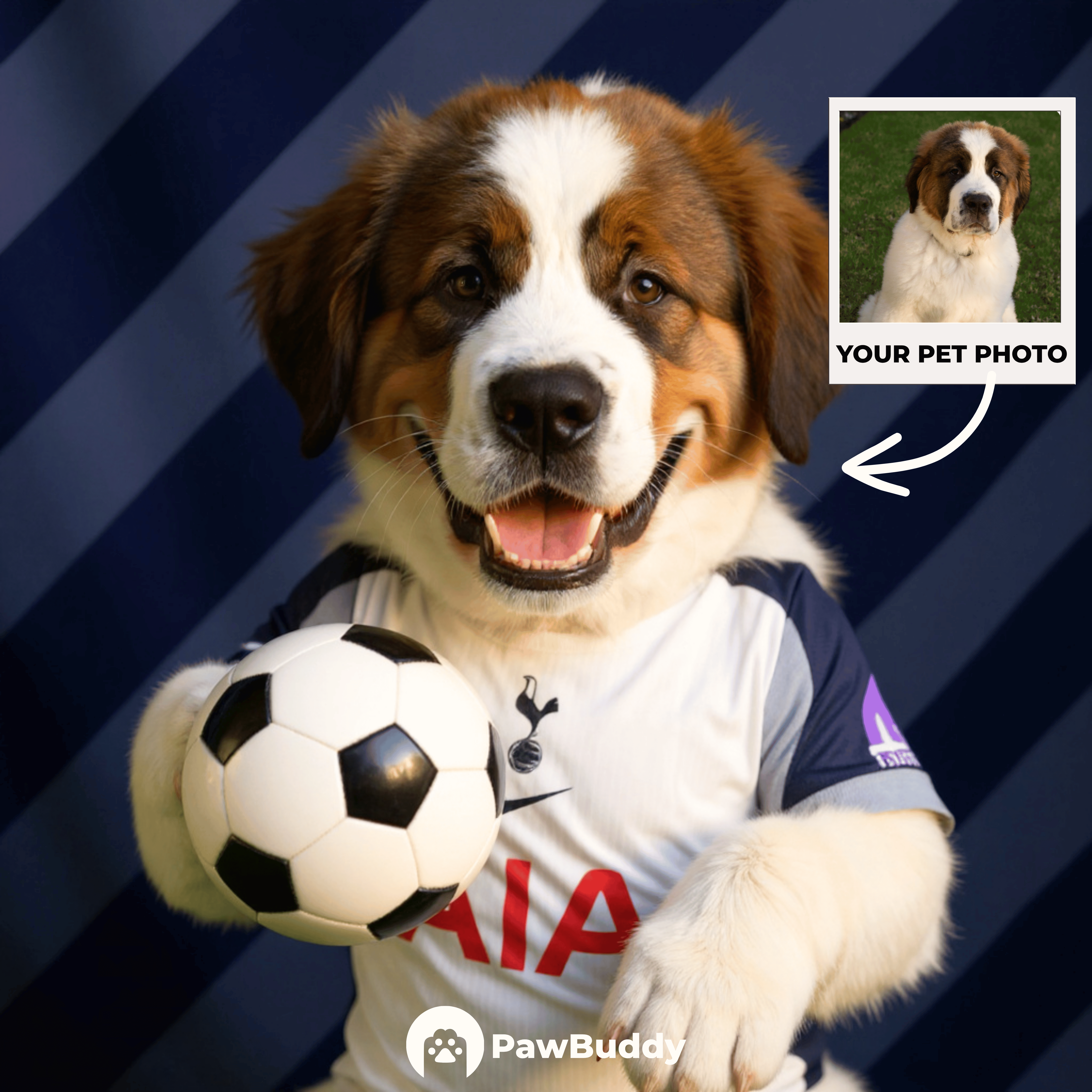 Custom Pet Portrait White Spirit Precision Soccer Style Digital Artwork - Personalized High-Resolution Artwork for Pet Lovers, Perfect for Online Sharing or as a Unique Sports Themed Keepsake