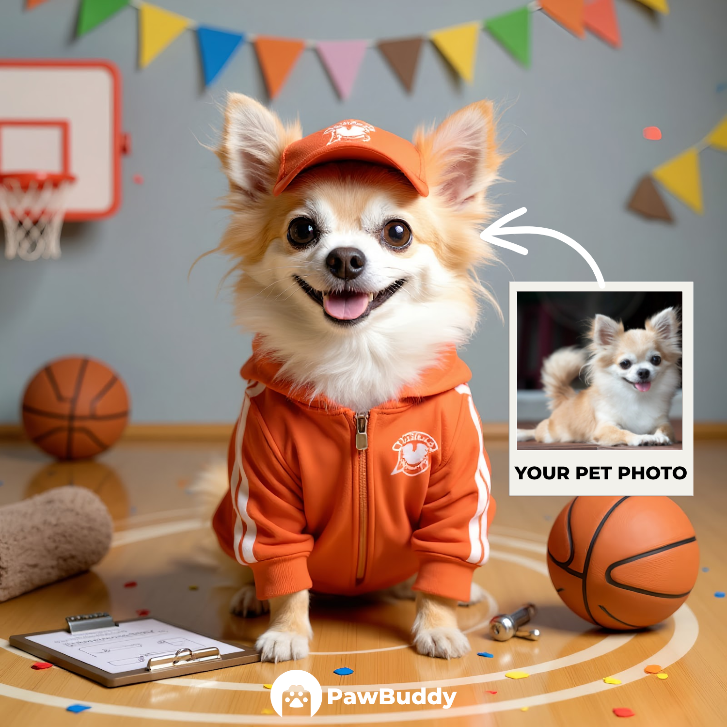 Custom Pet Portrait Basketball MVP Digital Artwork - Personalized High-Resolution Artwork for Pet Lovers, Perfect for Online Sharing or as a Unique Sport-Themed Keepsake