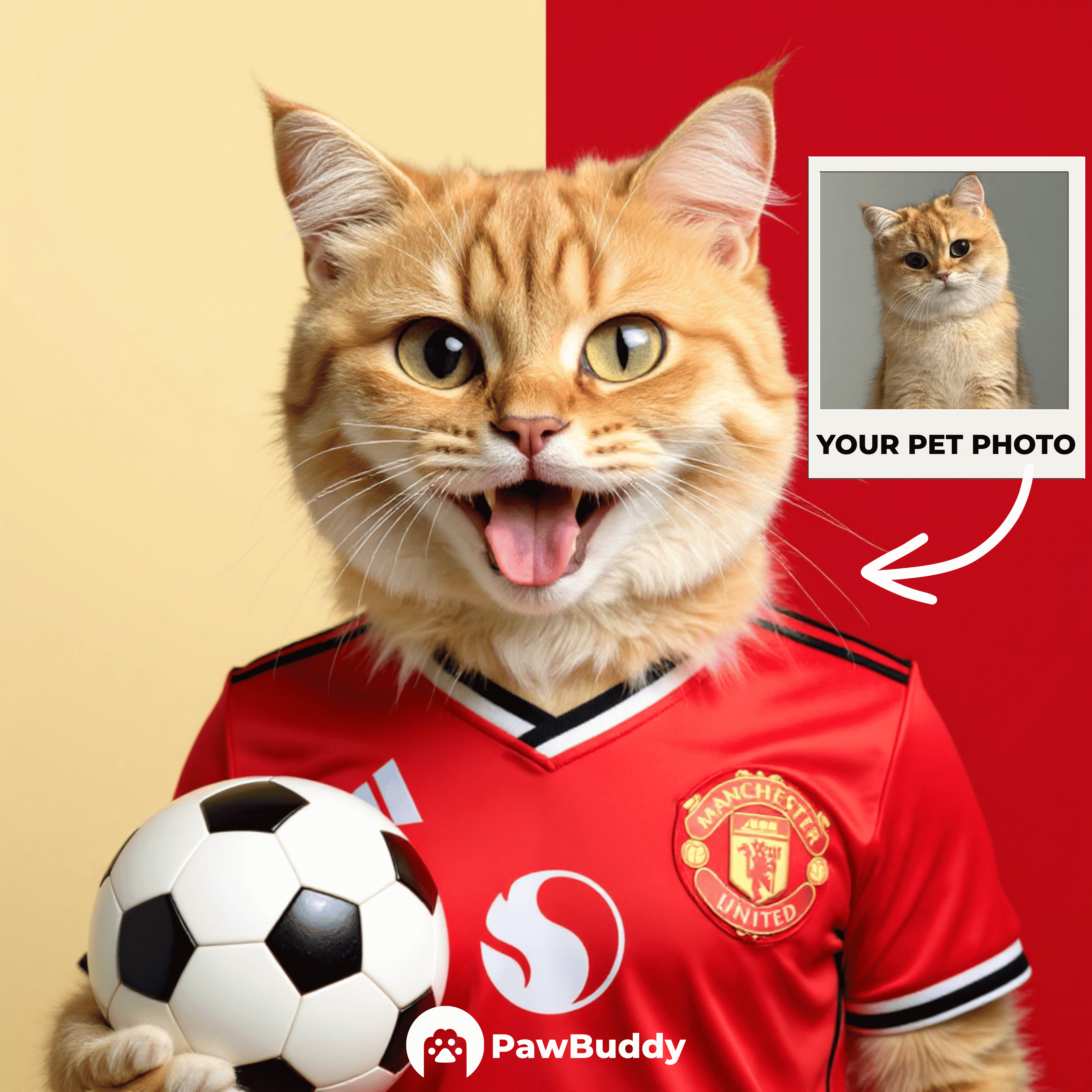 Custom Pet Portrait Crimson Glory Football Style Digital Artwork - Personalized High Resolution Artwork for Pet Lovers, Perfect for Online Sharing or as a Unique Sports Themed Keepsake