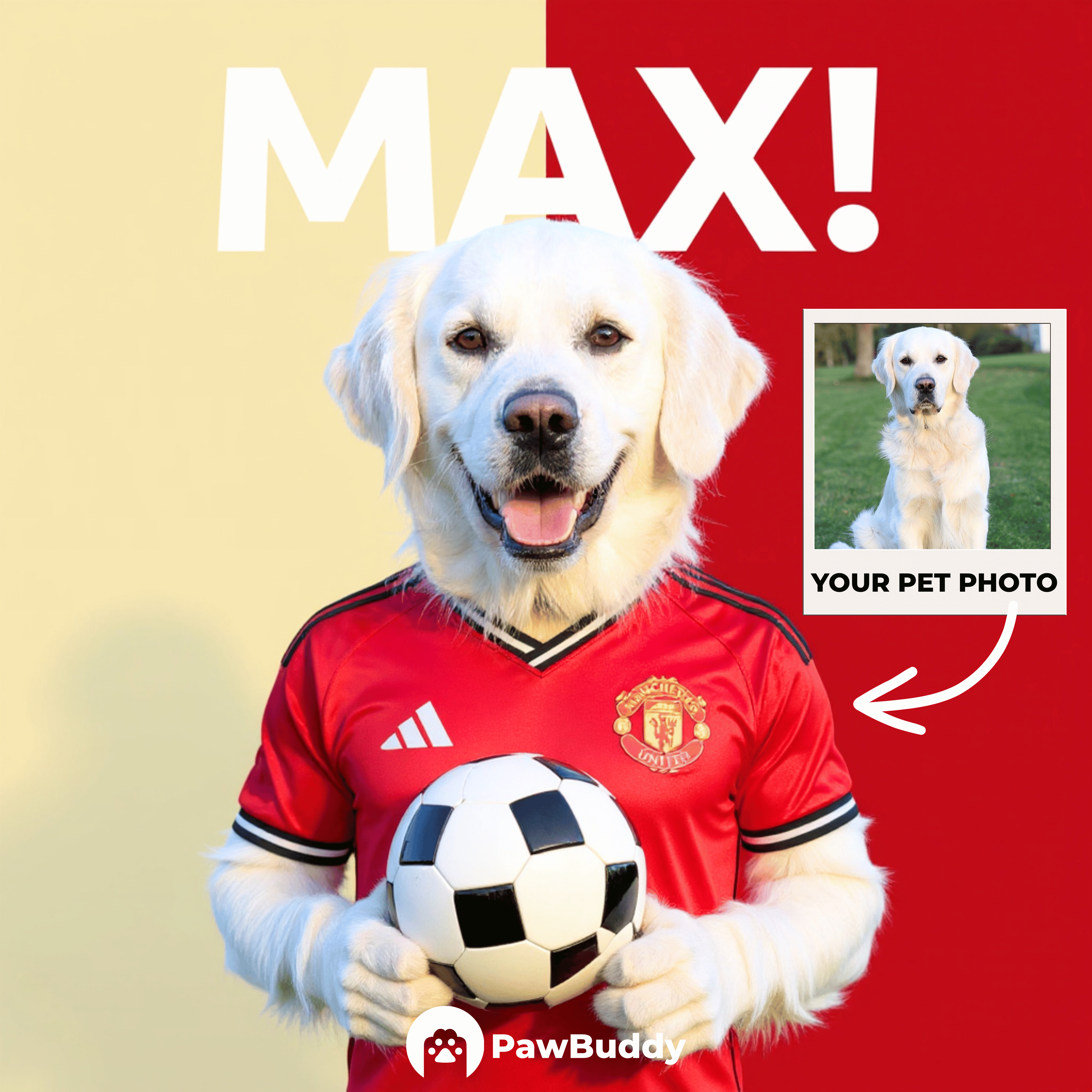 Custom Pet Portrait Crimson Glory Football Style Digital Artwork - Personalized High Resolution Artwork for Pet Lovers, Perfect for Online Sharing or as a Unique Sports Themed Keepsake