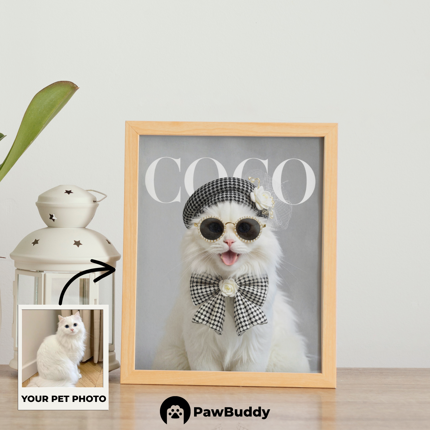 Custom Pet Poster Elegant French Chic Portrait – Personalized High-Resolution Matte Print for Wall Art, Home Decor, or Unique Gifts for Pet Lovers (Frame Not Included)