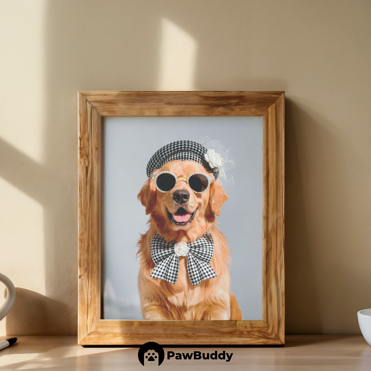 Custom Pet Poster Chic Monochrome Elegance Portrait – Personalized High-Resolution Matte Print for Wall Art, Home Decor, or Unique Luxury-Inspired Gifts for Pet Lovers (Frame Not Included)