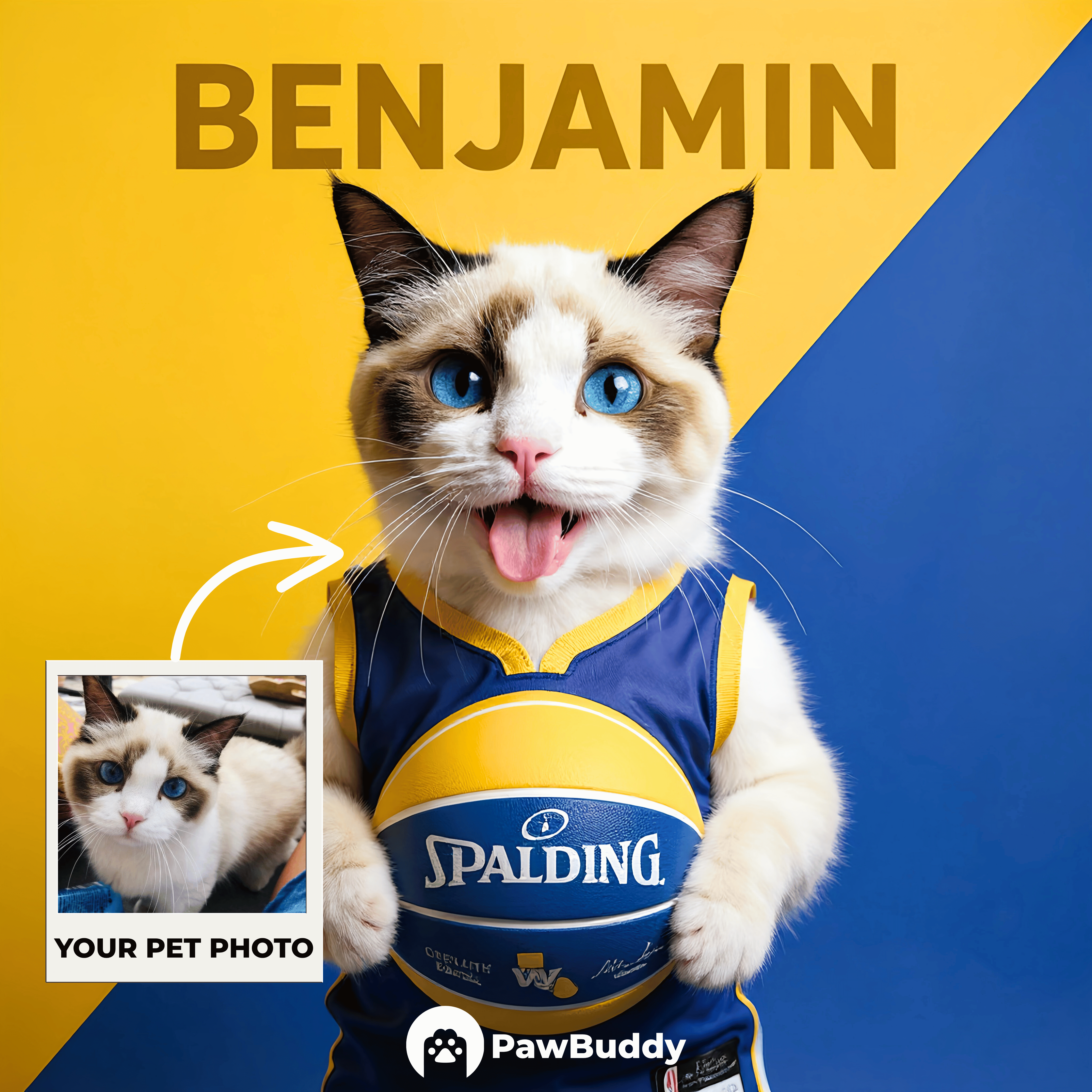 Custom Pet Portrait Blue Horizon Basketball Style Digital Artwork - Personalized High-Resolution Artwork for Pet Lovers, Perfect for Online Sharing or as a Unique Sports-Themed Keepsake