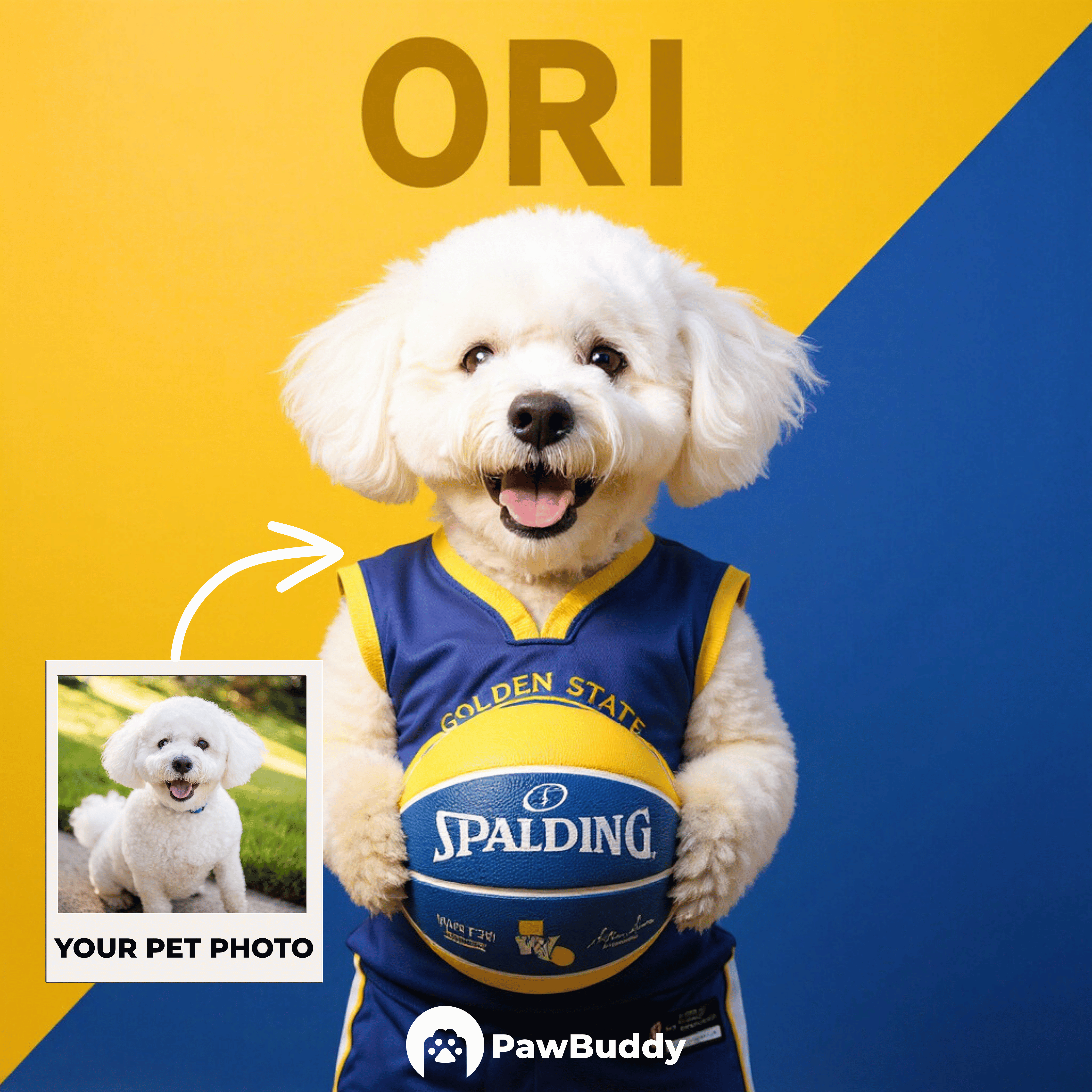 Custom Pet Portrait Blue Horizon Basketball Style Digital Artwork - Personalized High-Resolution Artwork for Pet Lovers, Perfect for Online Sharing or as a Unique Sports-Themed Keepsake