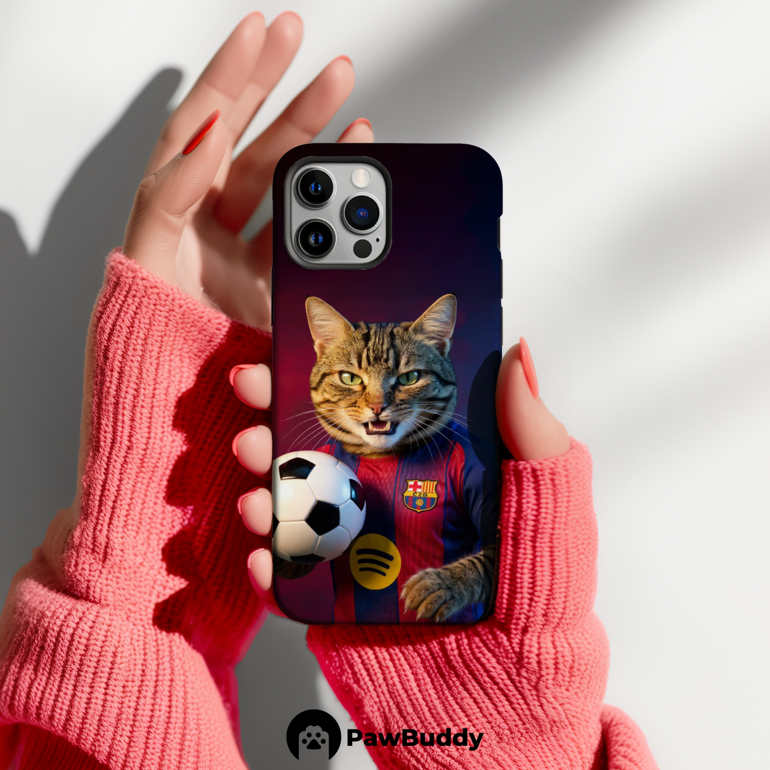 Custom Pet Phone Case for iPhone 11–17, Personalized Royal Game Champion Soccer Portrait Design, Dual-Layer Shockproof PC+TPU Protective Cover with Glossy Wraparound Printing, Unique Gift for Pet Lovers