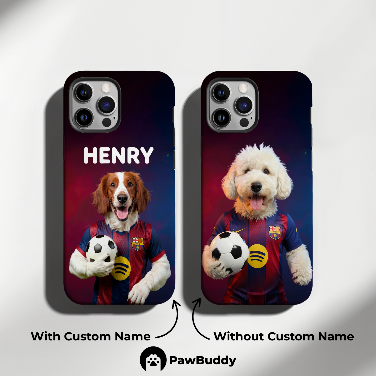 Custom Pet Phone Case for iPhone 11–17, Personalized Royal Game Champion Soccer Portrait Design, Dual-Layer Shockproof PC+TPU Protective Cover with Glossy Wraparound Printing, Unique Gift for Pet Lovers