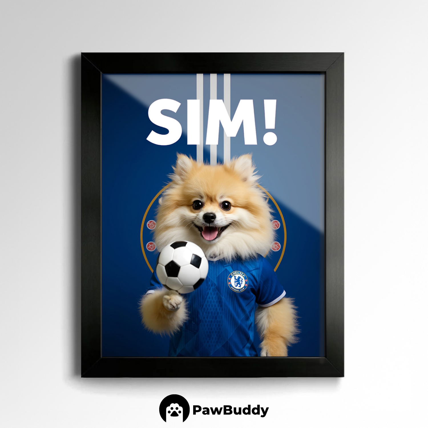 Custom Pet Poster Blue Pride Football Portrait – Personalized High-Resolution Matte Print for Wall Art, Home Decor, or Unique Gifts for Pet Lovers (Frame Not Included)