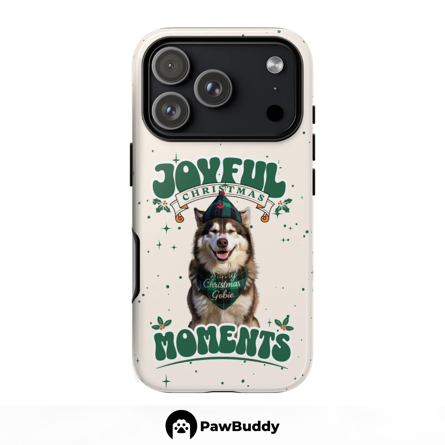 Custom Pet Phone Case for iPhone 11–17, Personalized Joyful Christmas Moments Design, Dual-Layer Shockproof PC+TPU Protective Cover with Glossy Wraparound Printing, Unique Gift for Pet Lovers