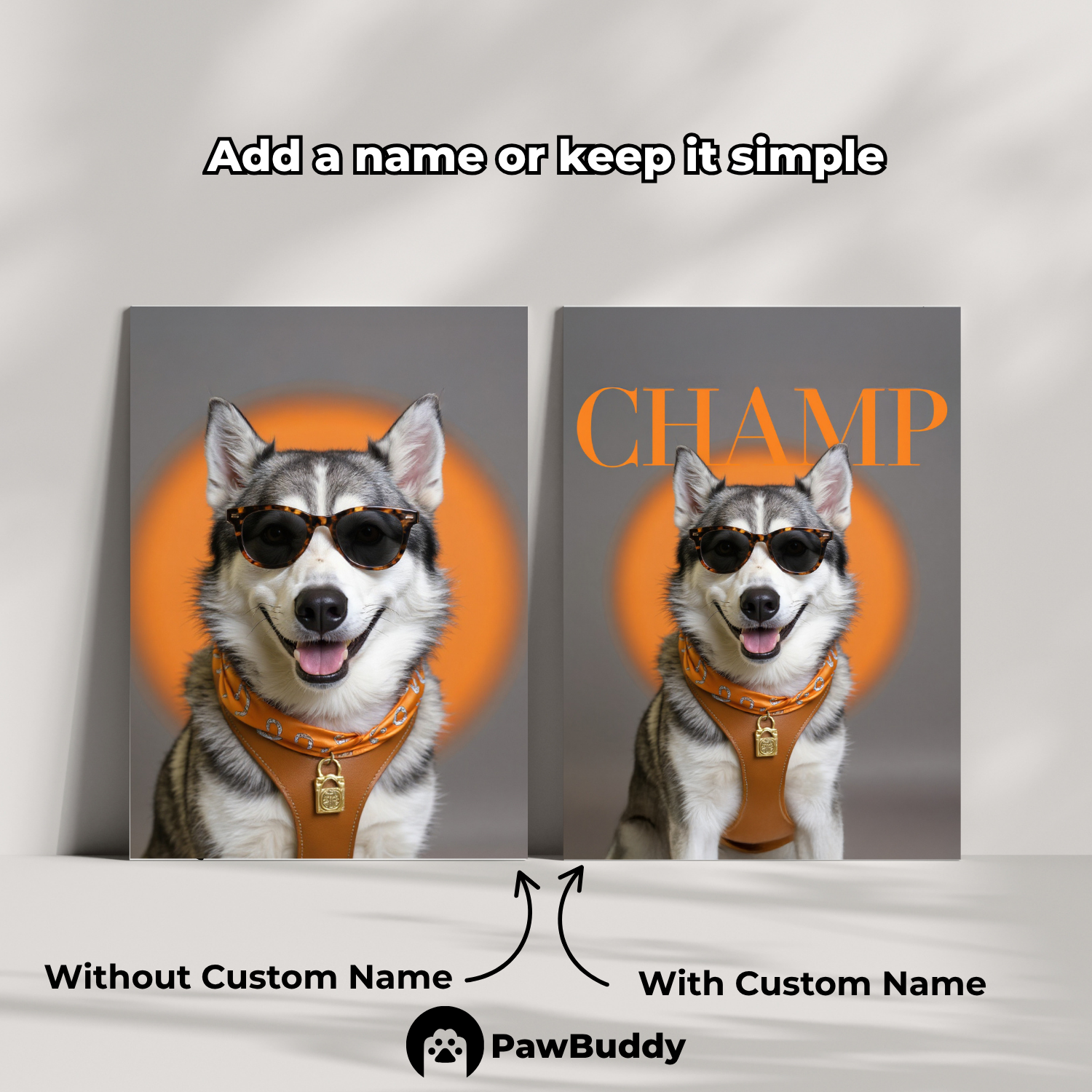 Custom Pet Poster Vibrant Sunset Couture Portrait – Personalized High-Resolution Matte Print for Wall Art, Home Decor, or Unique Luxury-Inspired Gifts for Pet Lovers (Frame Not Included)