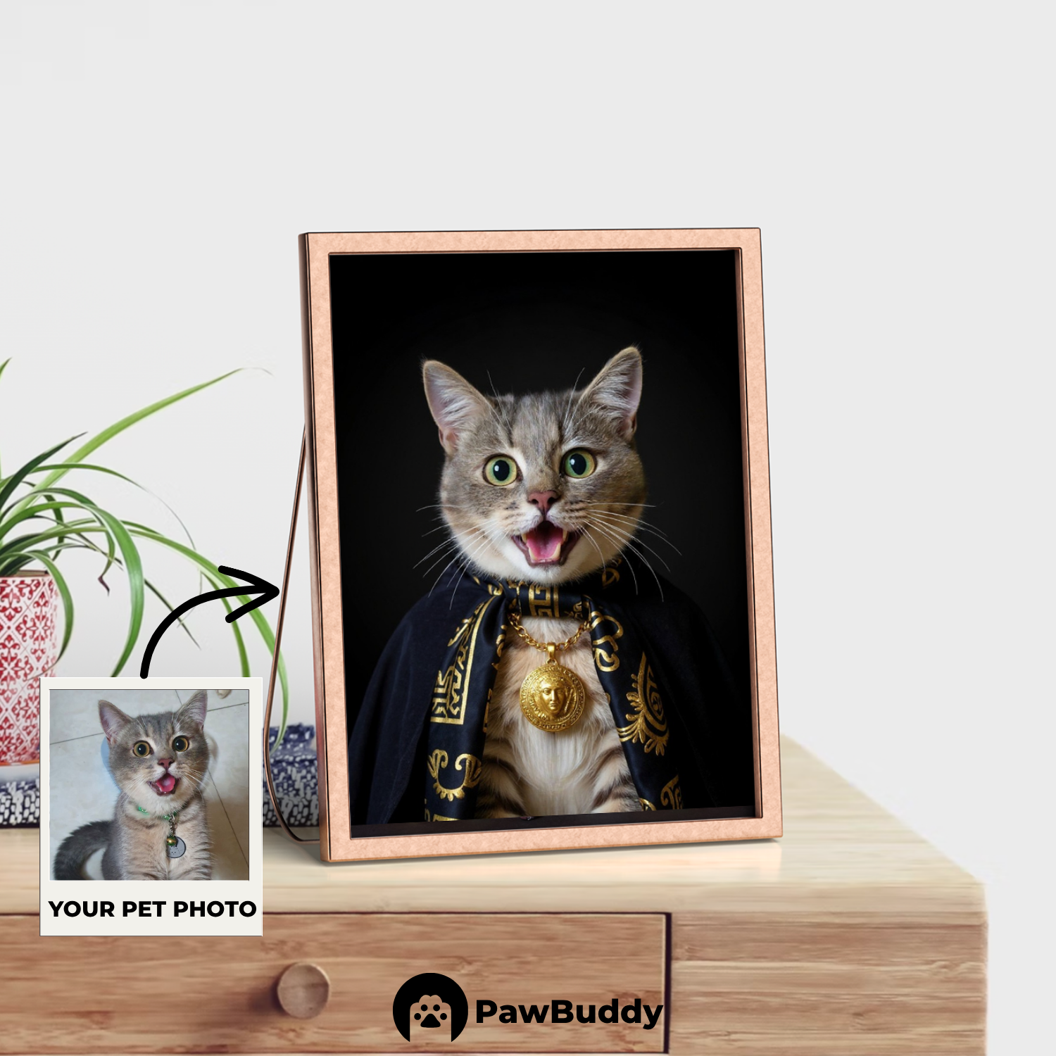 Custom Pet Poster Midnight Opulence Portrait – Personalized High-Resolution Matte Print for Wall Art, Home Decor, or Unique Luxury-Inspired Gifts for Pet Lovers (Frame Not Included)