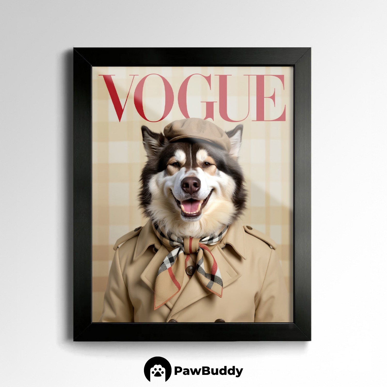 Custom Pet Poster Beige Timeless Chic Portrait – Personalized High-Resolution Matte Print for Wall Art, Home Decor, or Unique Luxury-Inspired Gifts for Pet Lovers (Frame Not Included)