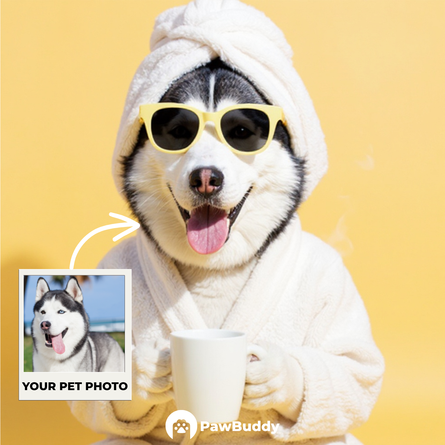 Custom Pet Portrait Cozy Robe Spa Day Digital Artwork - Personalized High-Resolution Artwork for Pet Lovers, Perfect for Online Sharing or as a Unique Relaxation-Themed Keepsake