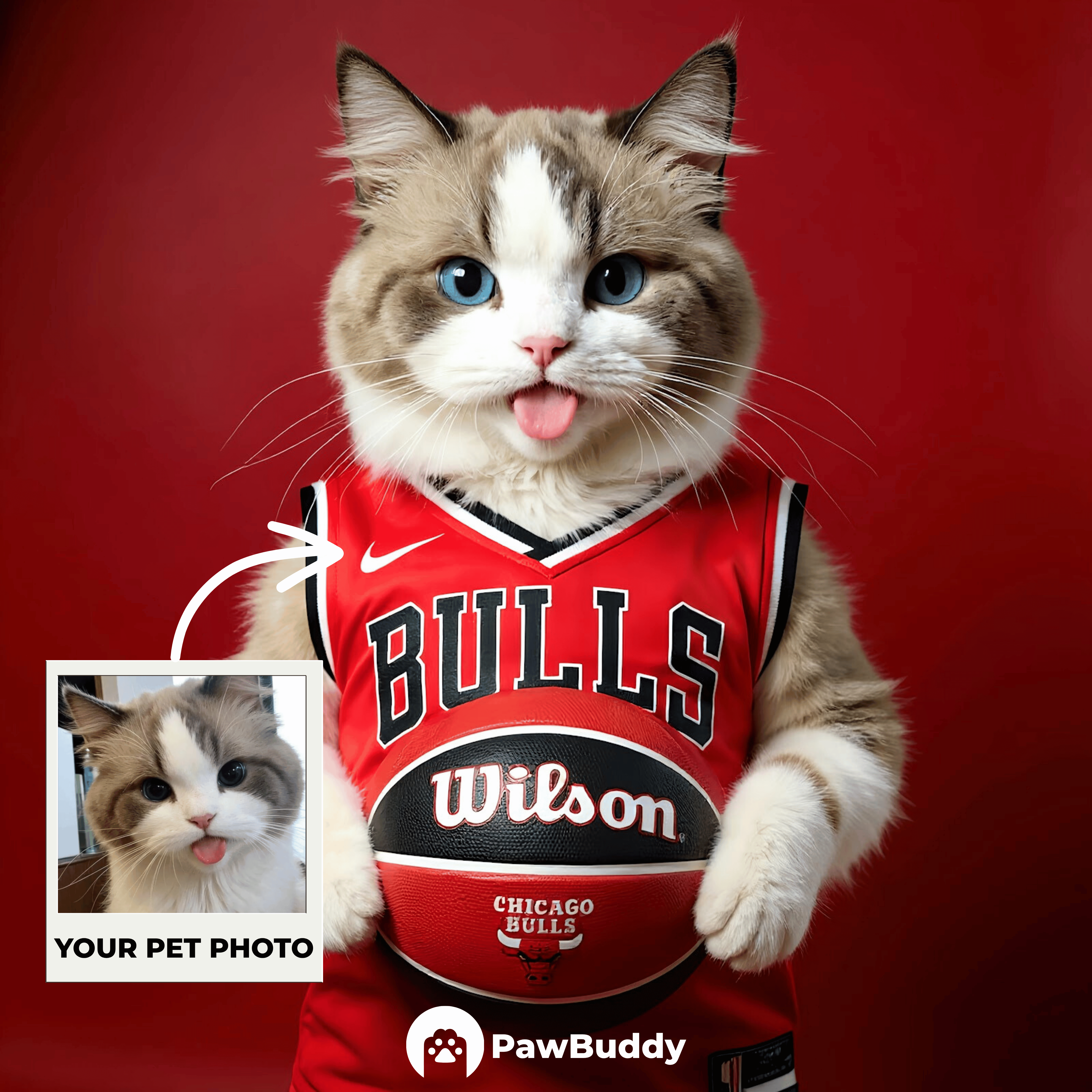 Custom Pet Portrait Crimson Legacy Basketball Style Digital Artwork - Personalized High-Resolution Artwork for Pet Lovers, Perfect for Online Sharing or as a Unique Sports - Themed Keepsake