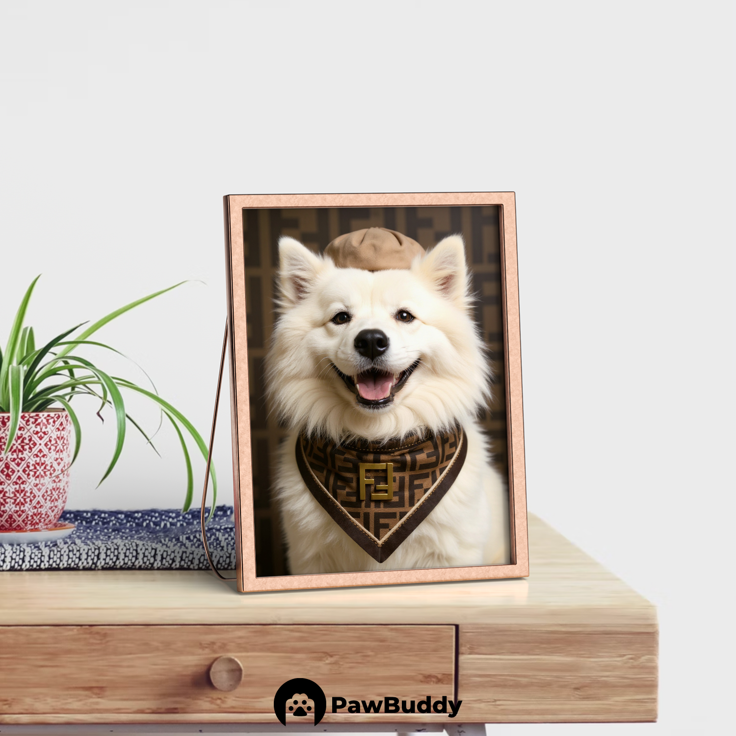 Custom Pet Poster Golden Regal Essence Portrait – Personalized High-Resolution Matte Print for Wall Art, Home Decor, or Unique Luxury-Inspired Gifts for Pet Lovers (Frame Not Included)