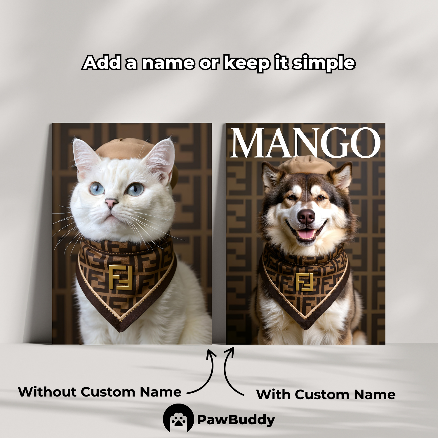 Custom Pet Poster Golden Regal Essence Portrait – Personalized High-Resolution Matte Print for Wall Art, Home Decor, or Unique Luxury-Inspired Gifts for Pet Lovers (Frame Not Included)