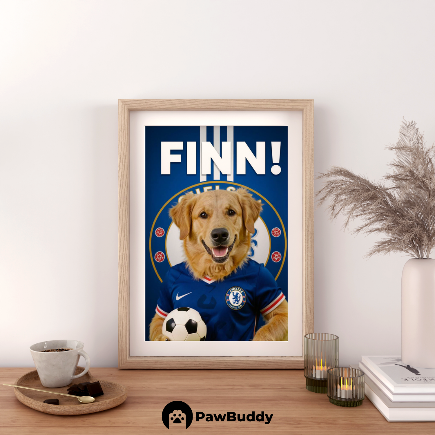 Custom Pet Poster Champion Soccer Portrait – Personalized High-Resolution Matte Print for Wall Art, Home Decor, or Unique Gifts for Pet Lovers (Frame Not Included)