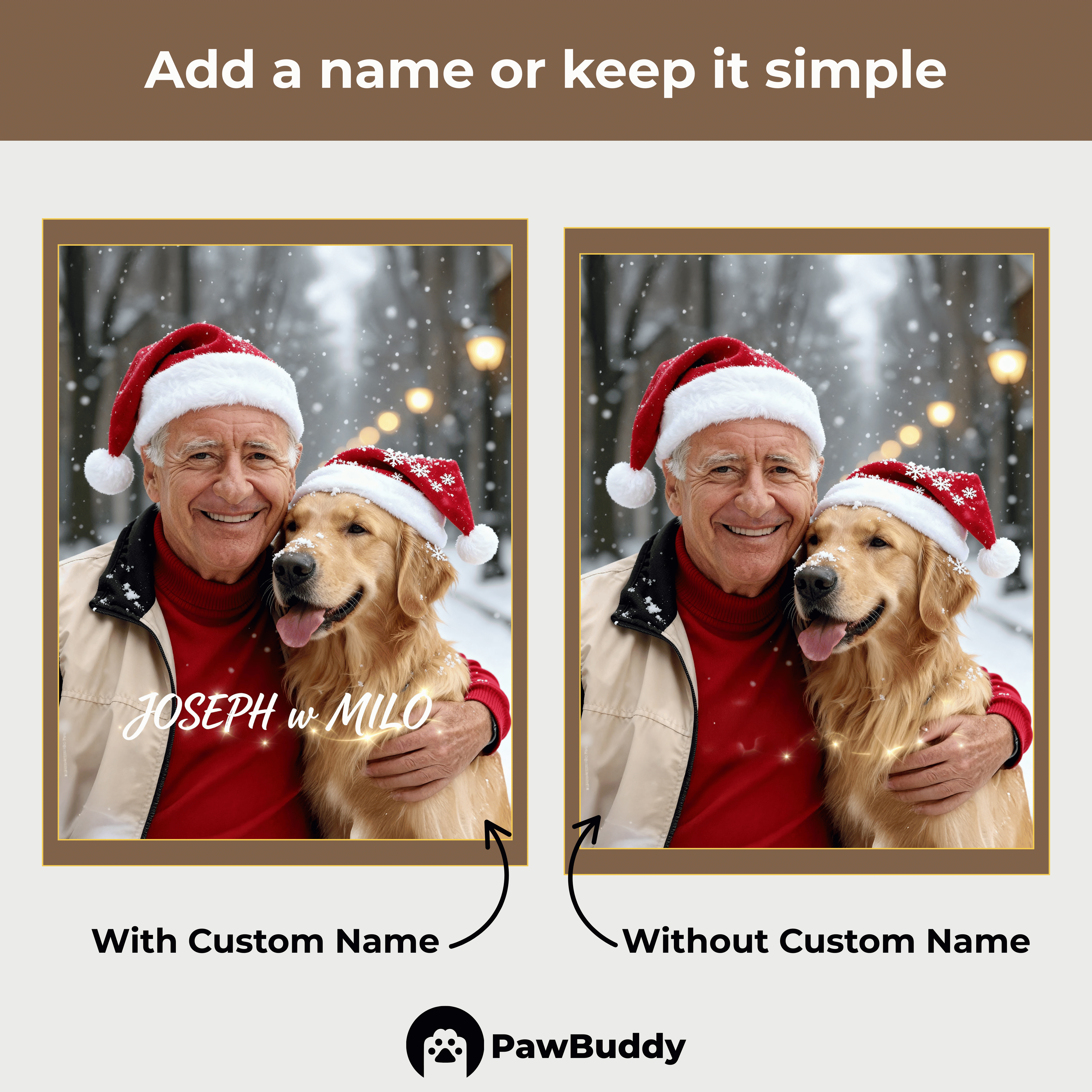 Custom Human & Pet Portrait Merry Christmas Digital Artwork - Personalized High Resolution Artwork for Pet Lovers, Perfect for Online Sharing or as a Heartwarming Holiday Keepsake