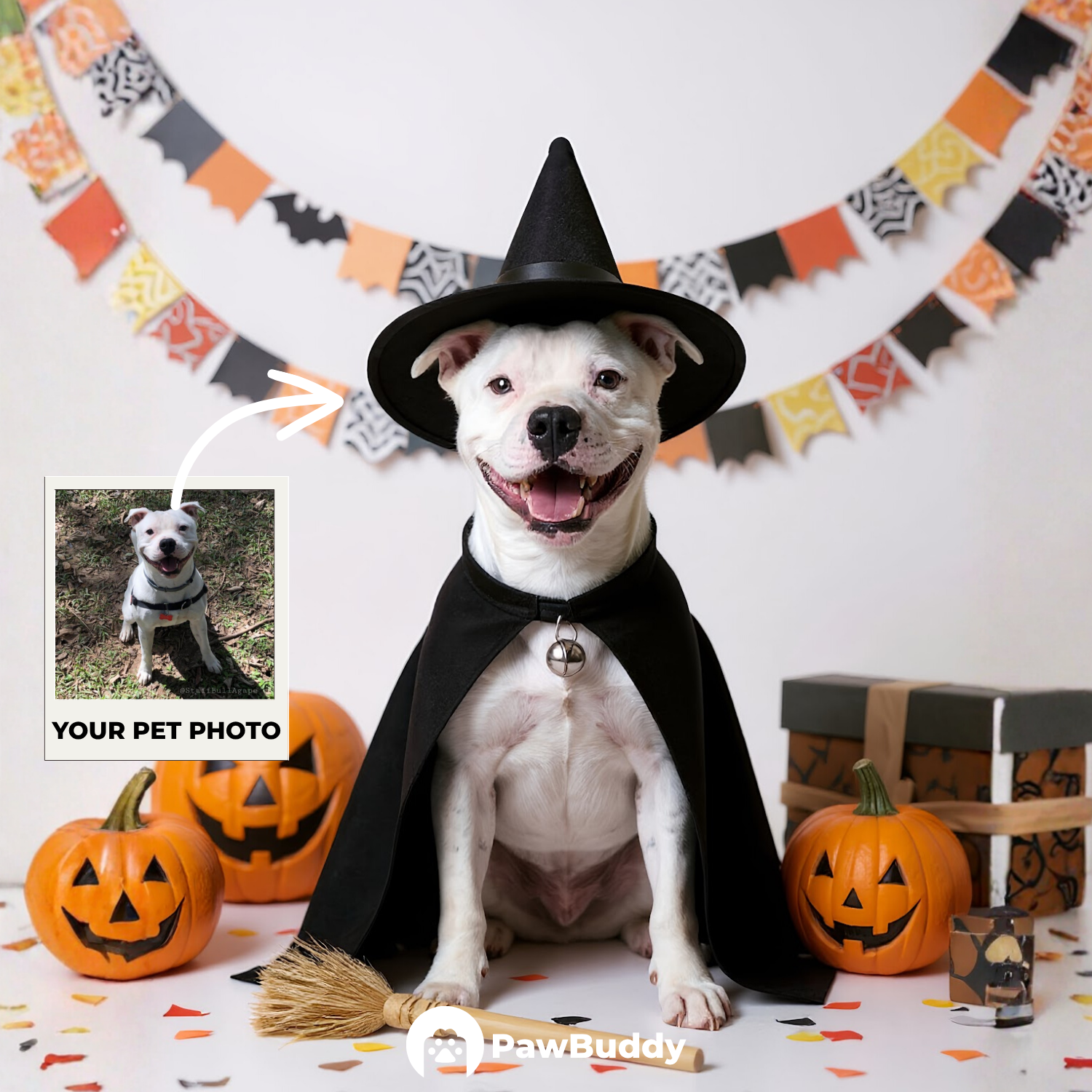 Custom Pet Portrait Spooky Pet Halloween Digital Artwork - Personalized High-Resolution Artwork for Pet Lovers, Perfect for Online Sharing or as a Unique Spooky-Themed Keepsake