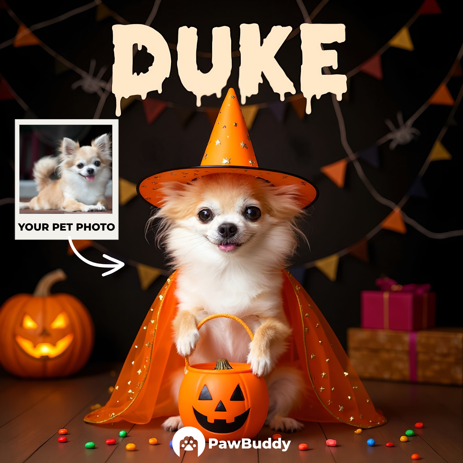 Custom Pet Portrait Spooky Pet Halloween Digital Artwork - Personalized High-Resolution Artwork for Pet Lovers, Perfect for Online Sharing or as a Unique Spooky-Themed Keepsake