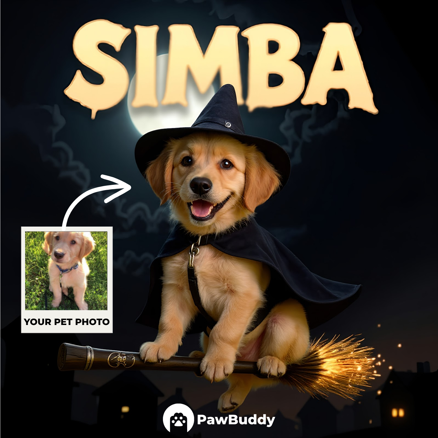 Custom Pet Portrait Spooky Pet Halloween Digital Artwork - Personalized High-Resolution Artwork for Pet Lovers, Perfect for Online Sharing or as a Unique Spooky-Themed Keepsake