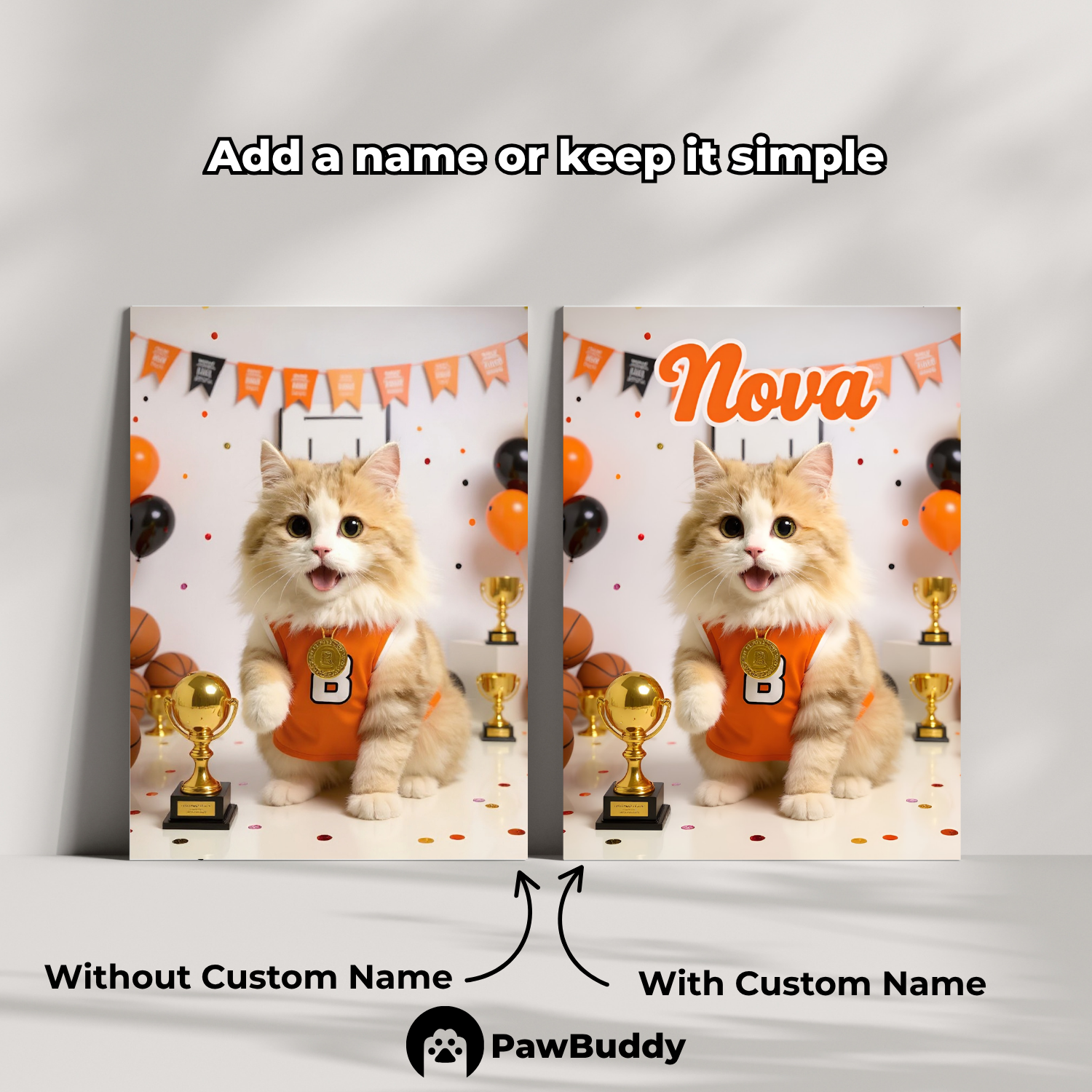 Custom Pet Poster Basketball Champion Portrait – Personalized High-Resolution Matte Print for Wall Art, Home Decor, or Unique Gifts for Pet Lovers (Frame Not Included)