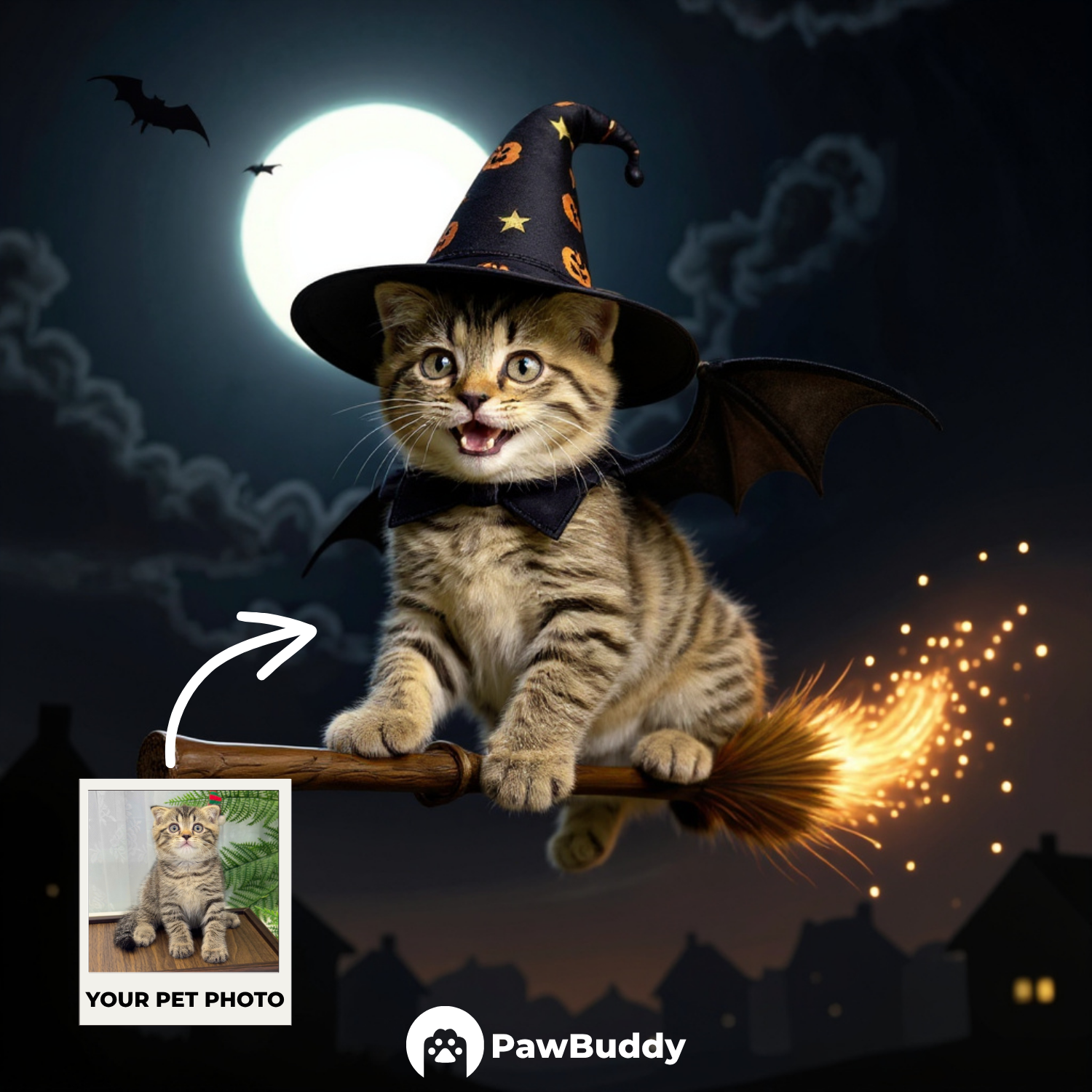Custom Pet Portrait Spooky Pet Halloween Digital Artwork - Personalized High-Resolution Artwork for Pet Lovers, Perfect for Online Sharing or as a Unique Spooky-Themed Keepsake
